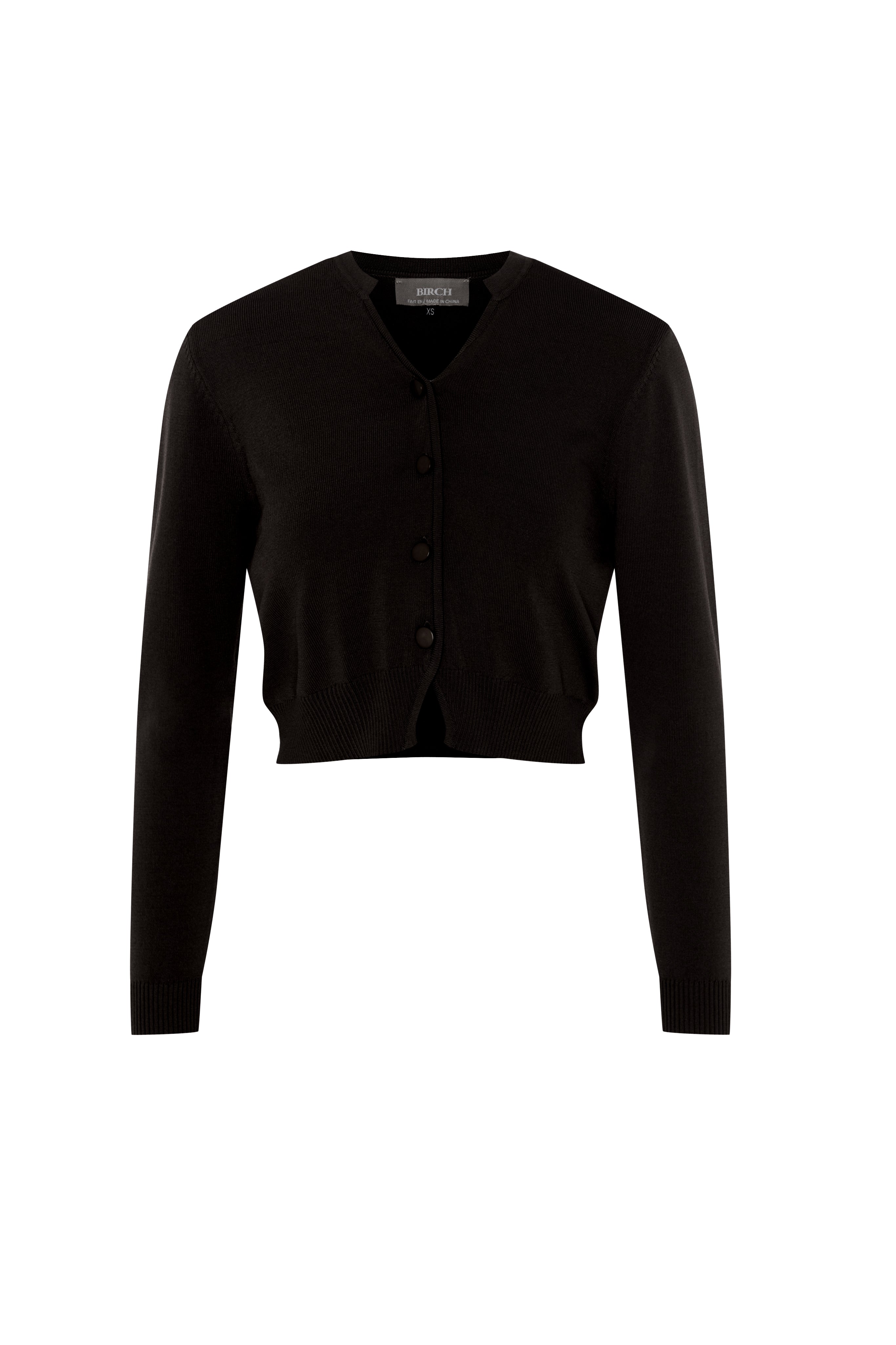 Cropped Open Knit Cardigan in Black by Birch