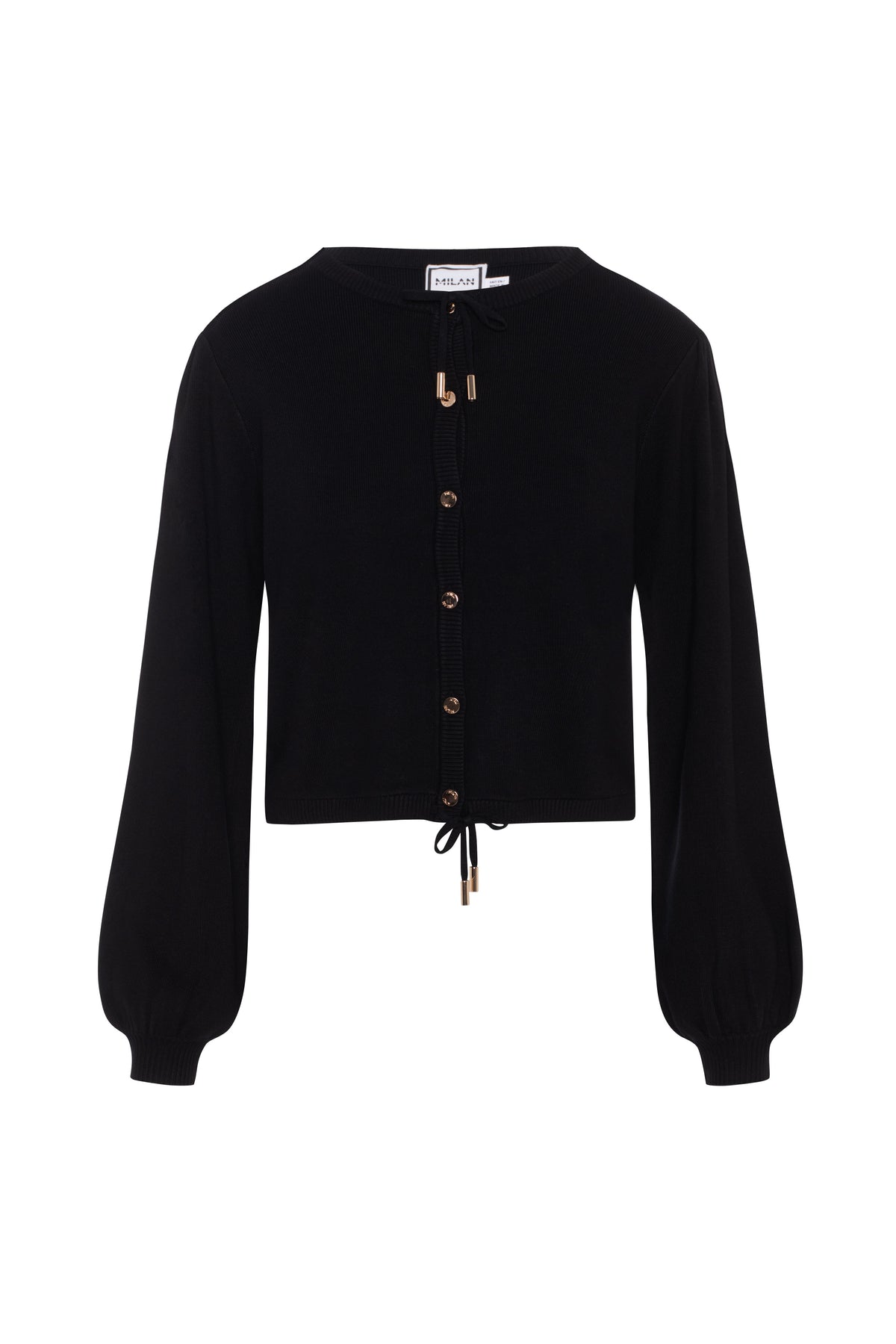 Cropped Knit Cardigan in Black by Milan Italy