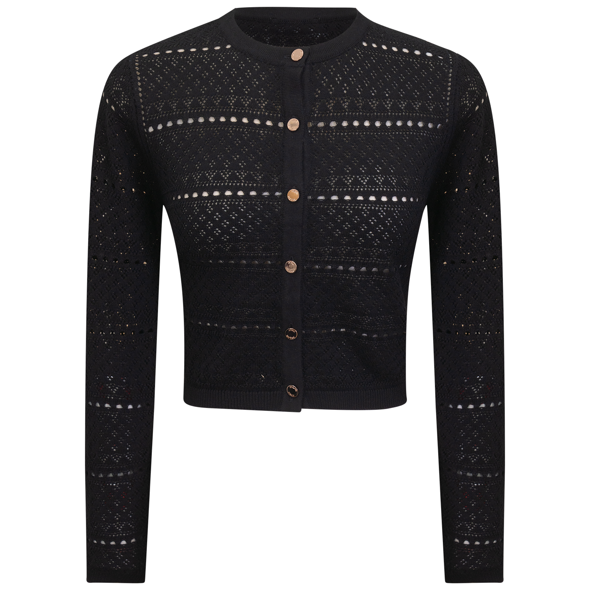 Cropped Crochet Cardigan in Black by Milan Italy