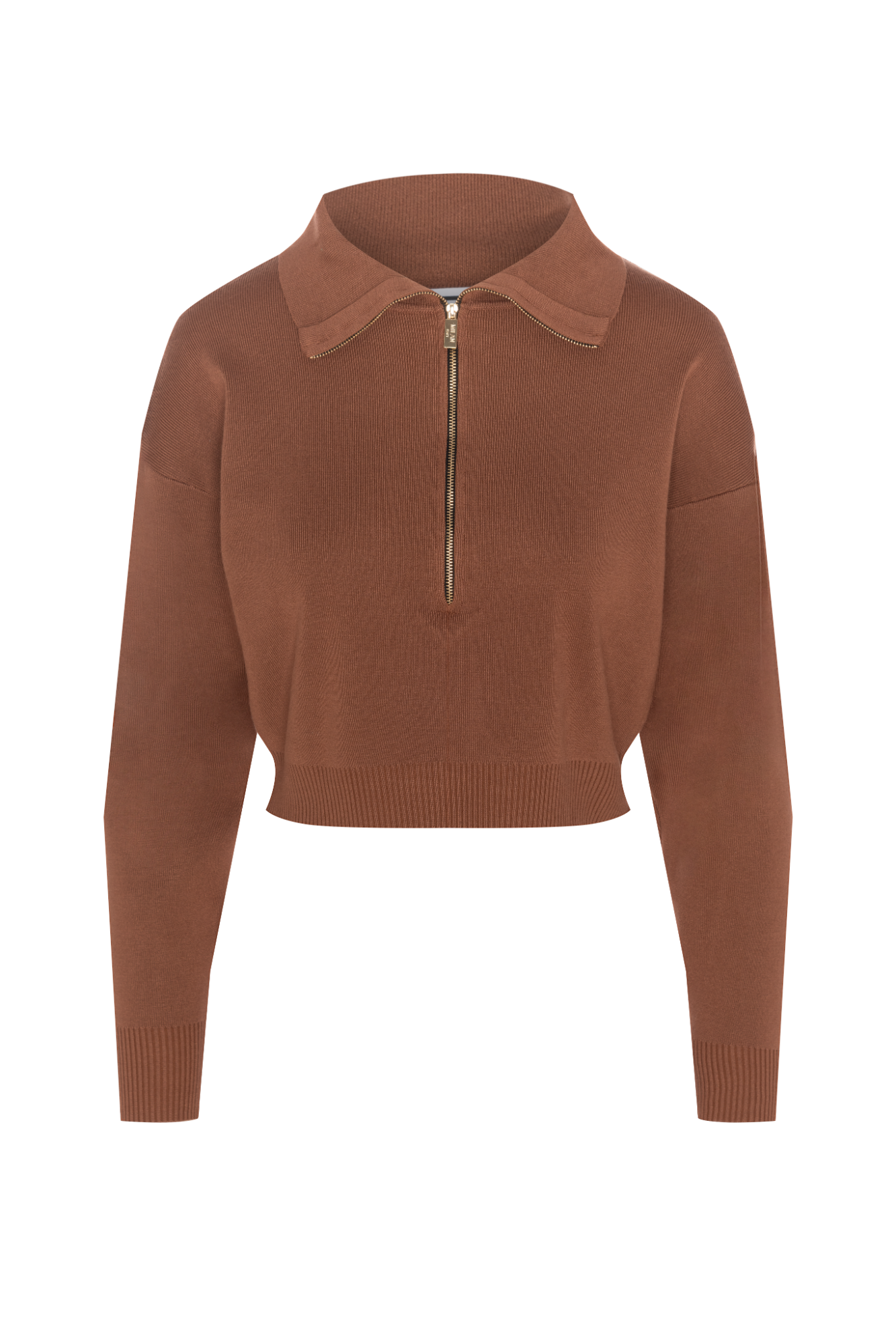 Cropped Dolman Zip Sweater in Birch by Milan Italy