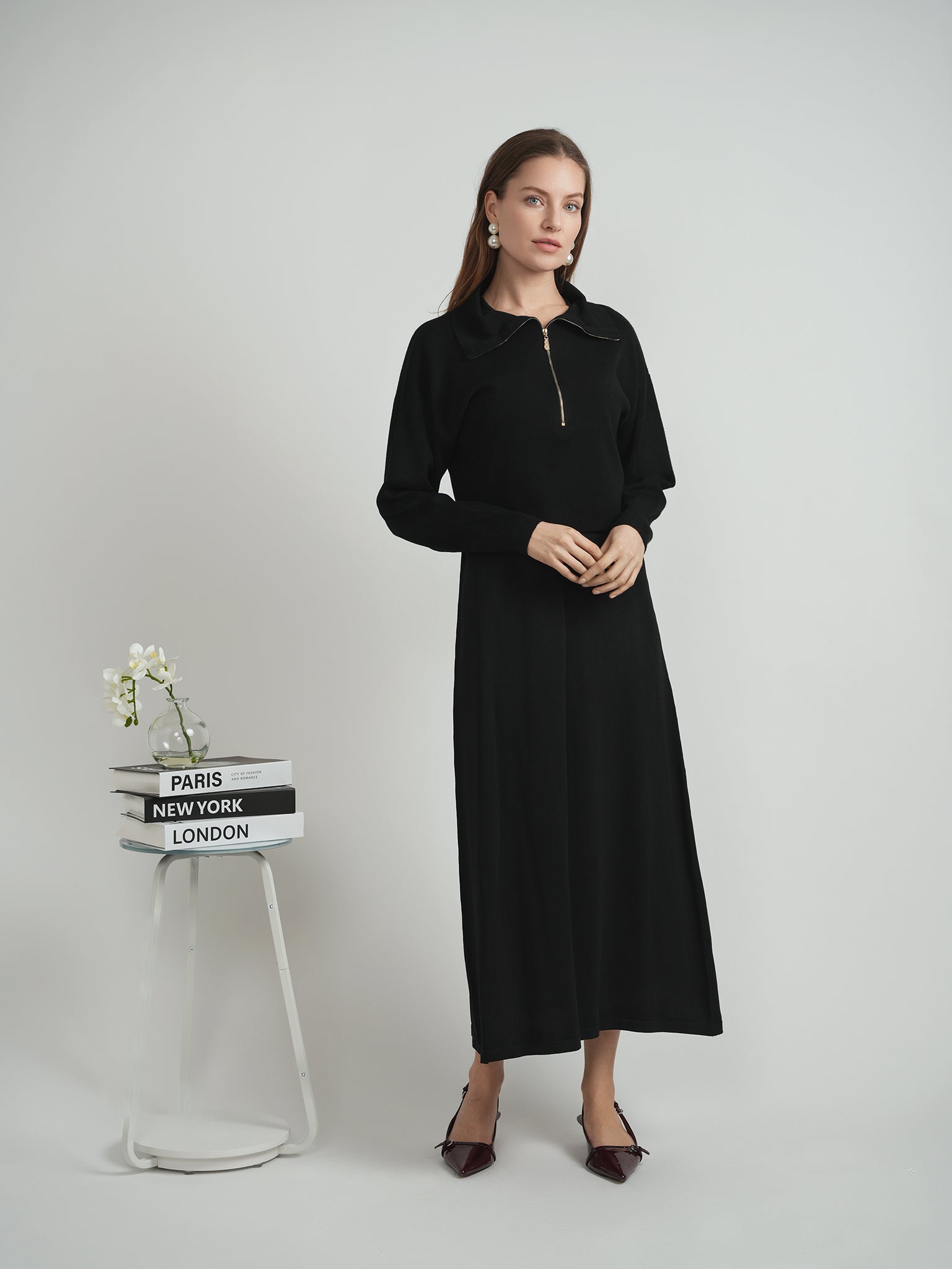 Cropped Dolman Zip Sweater in by Milan Italy