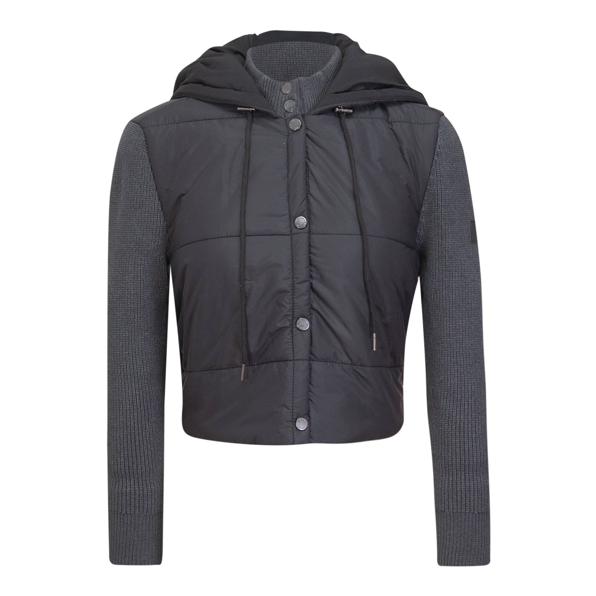 Quilted Sweater Combo Jacket in Black Dark Grey Mix by Juli