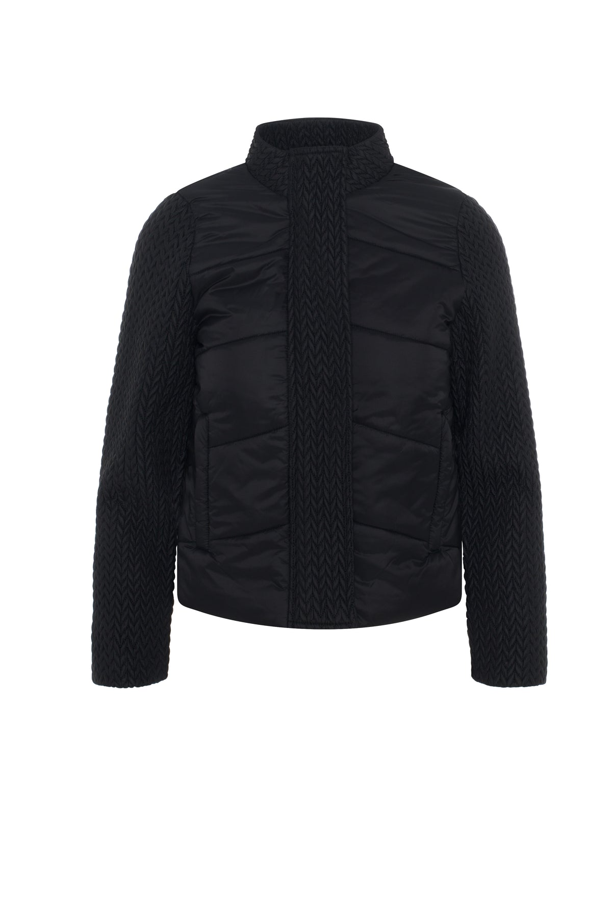 Quilted Braided Bomber Jacket in Black by MiuMax