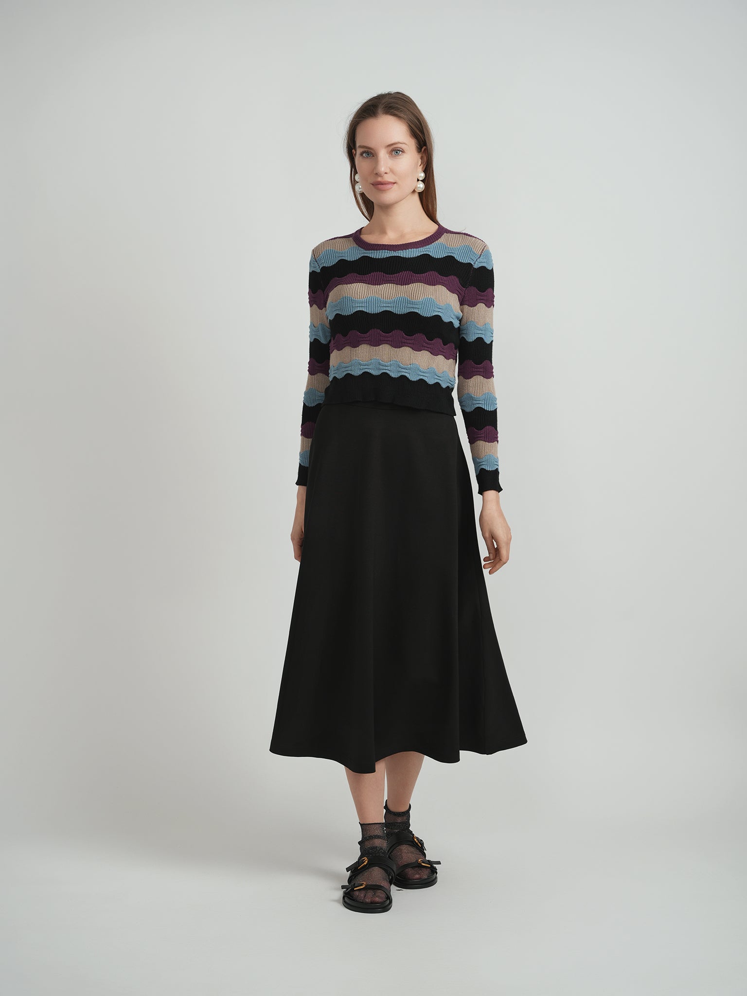 Cropped Textured Knit Top in by Birt UK