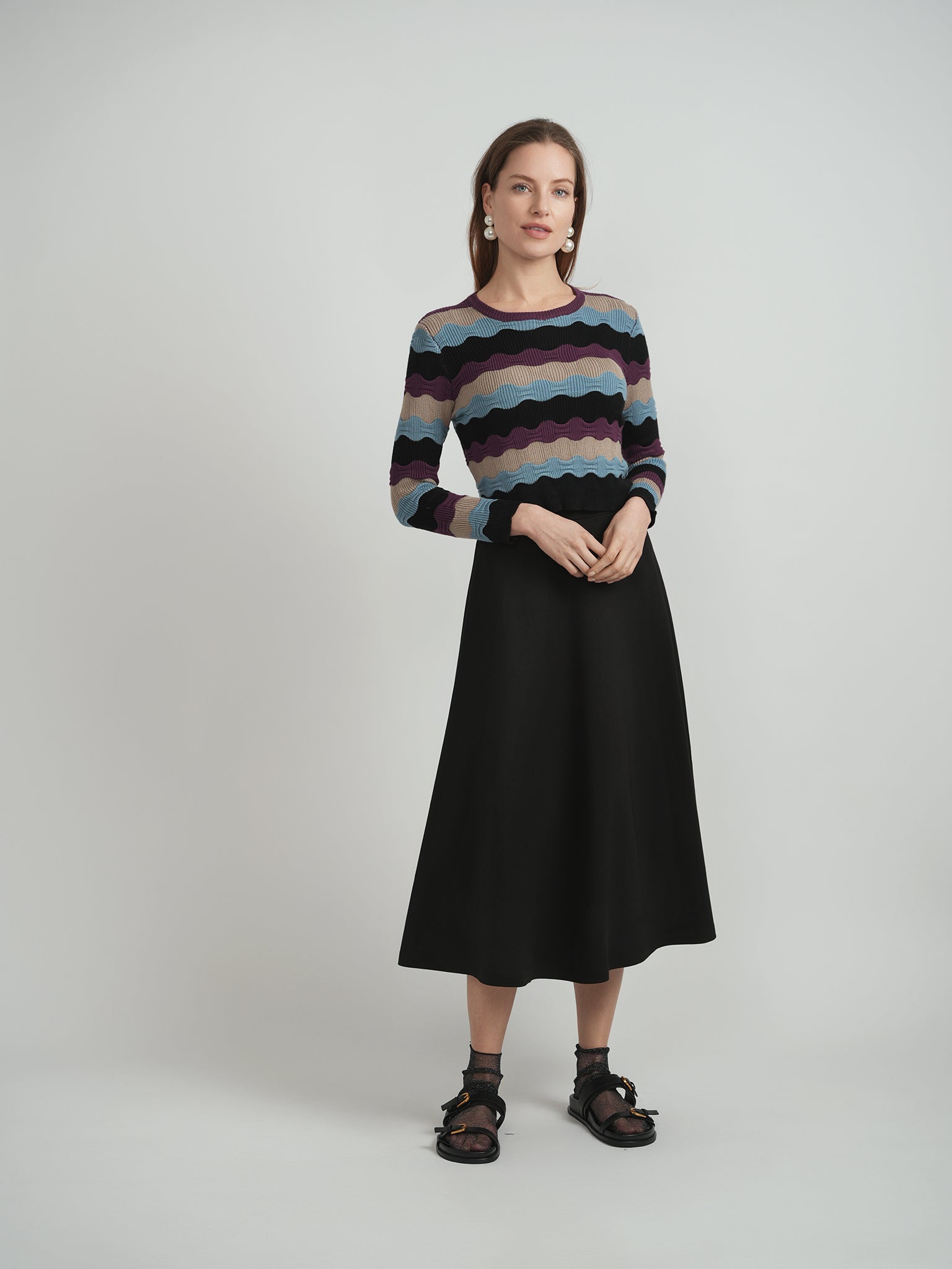 Cropped Textured Knit Top in by Birt UK