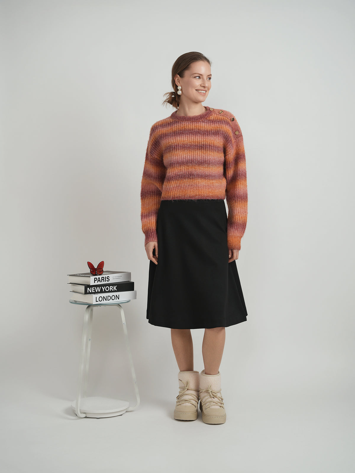 Cropped Melange Knit Sweater in by Spades