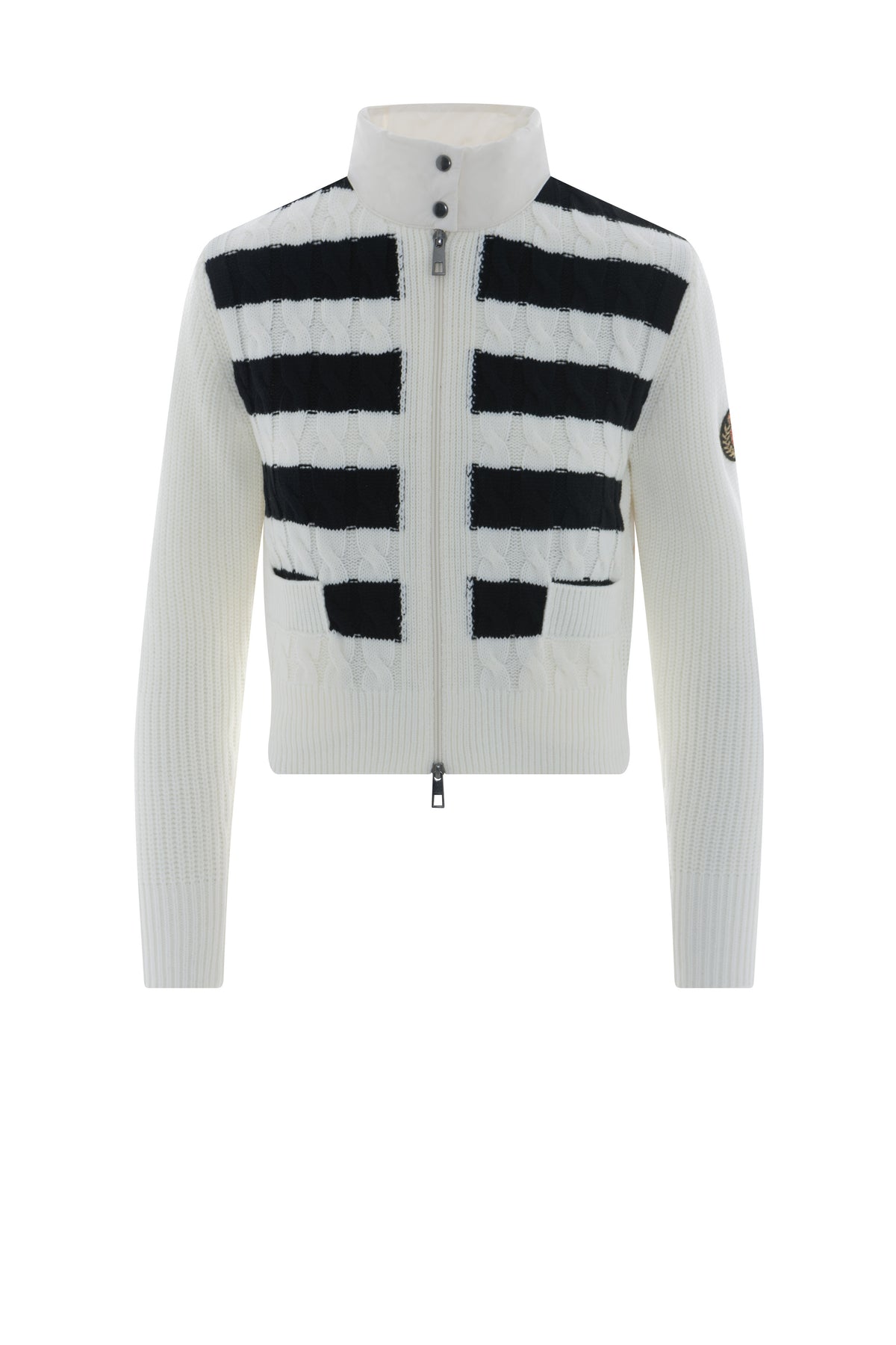 Cardigan matelassé en tricot rayé
