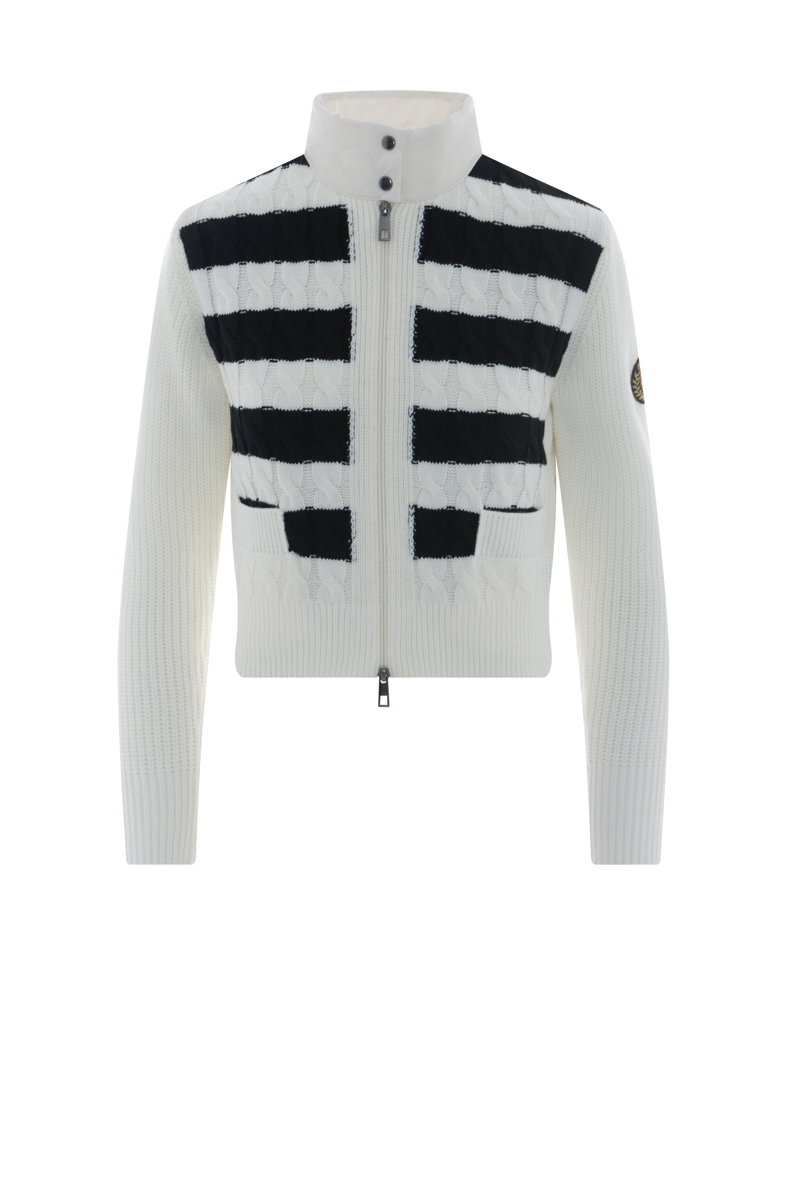 Striped Knit Quilt Cardigan in Cream Black by MiuMax