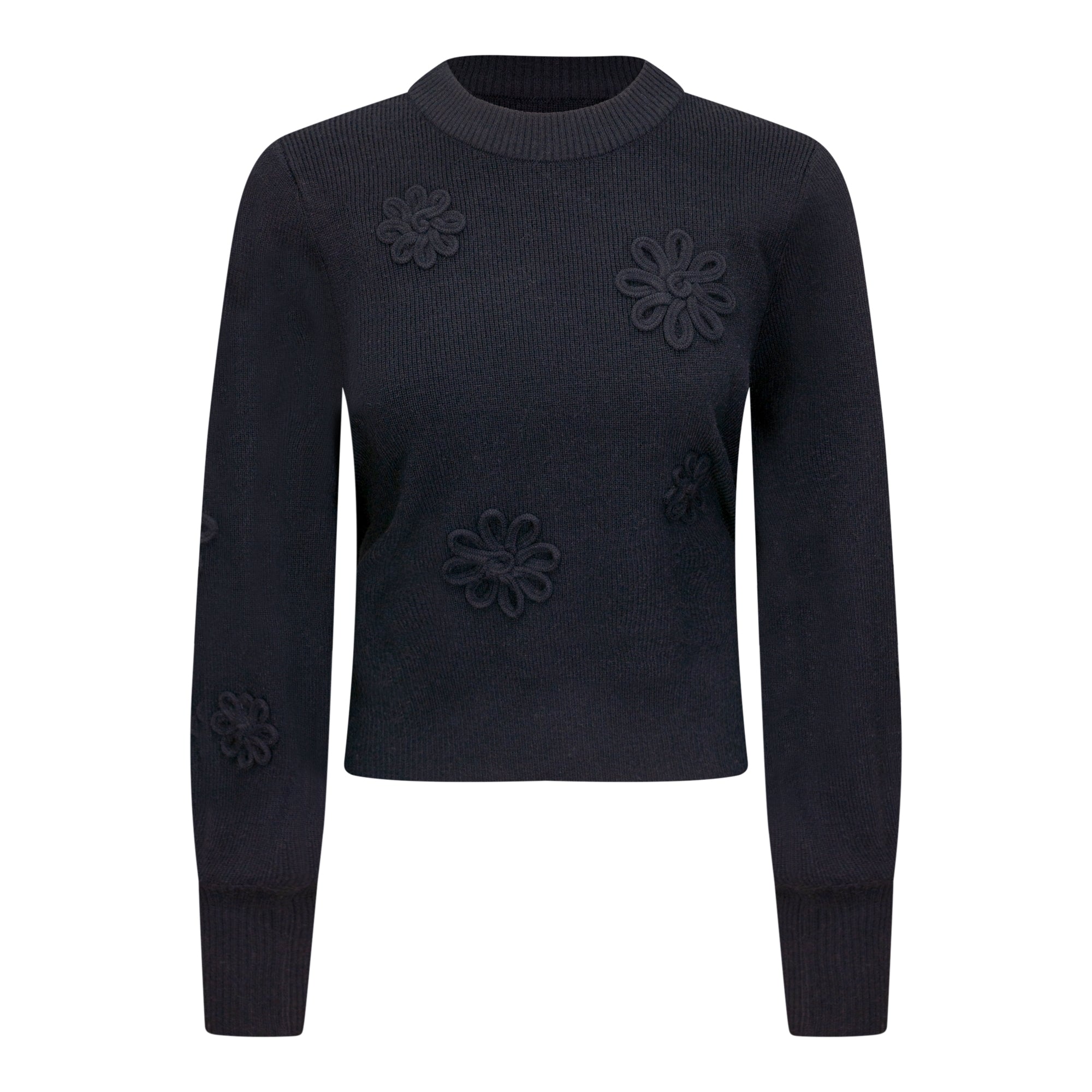 Ribbed Applique Sweater in Black by Birch