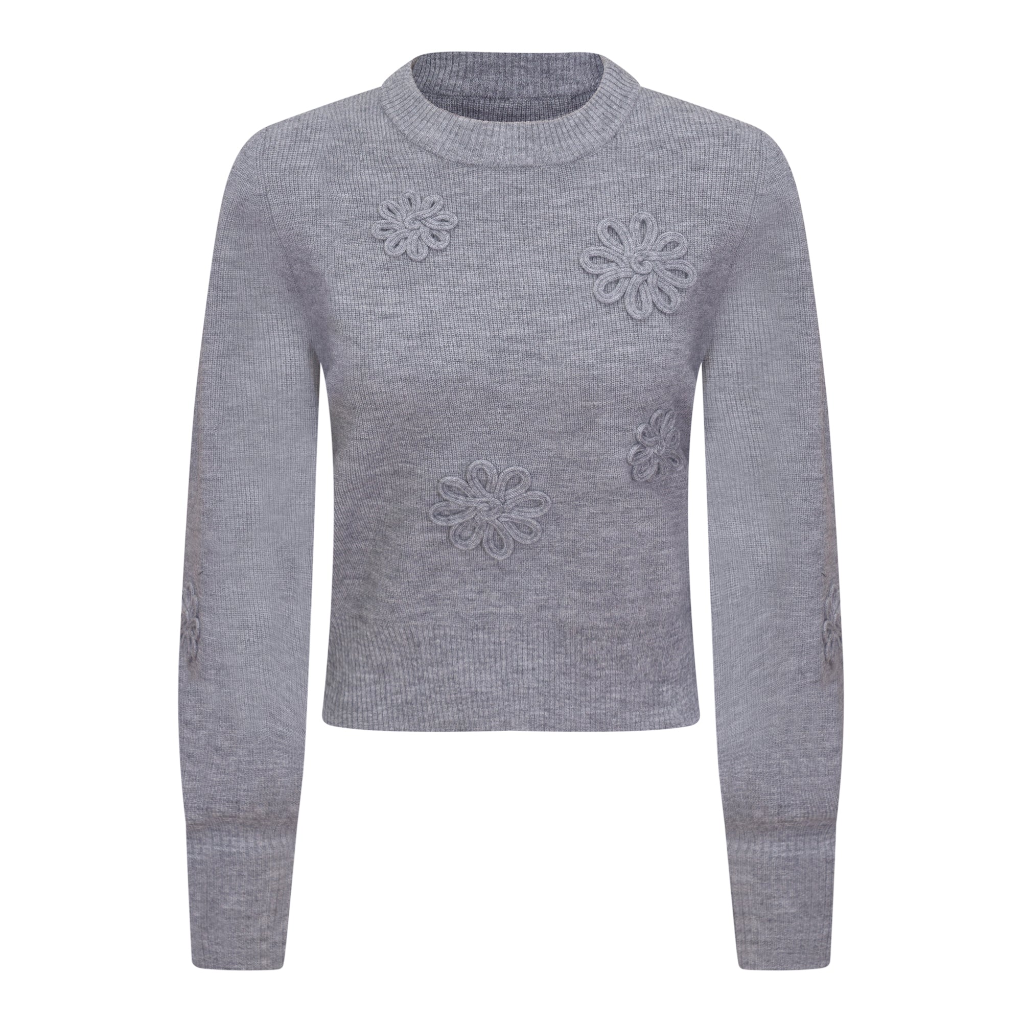 Ribbed Applique Sweater in Medium Grey Mix by Birch