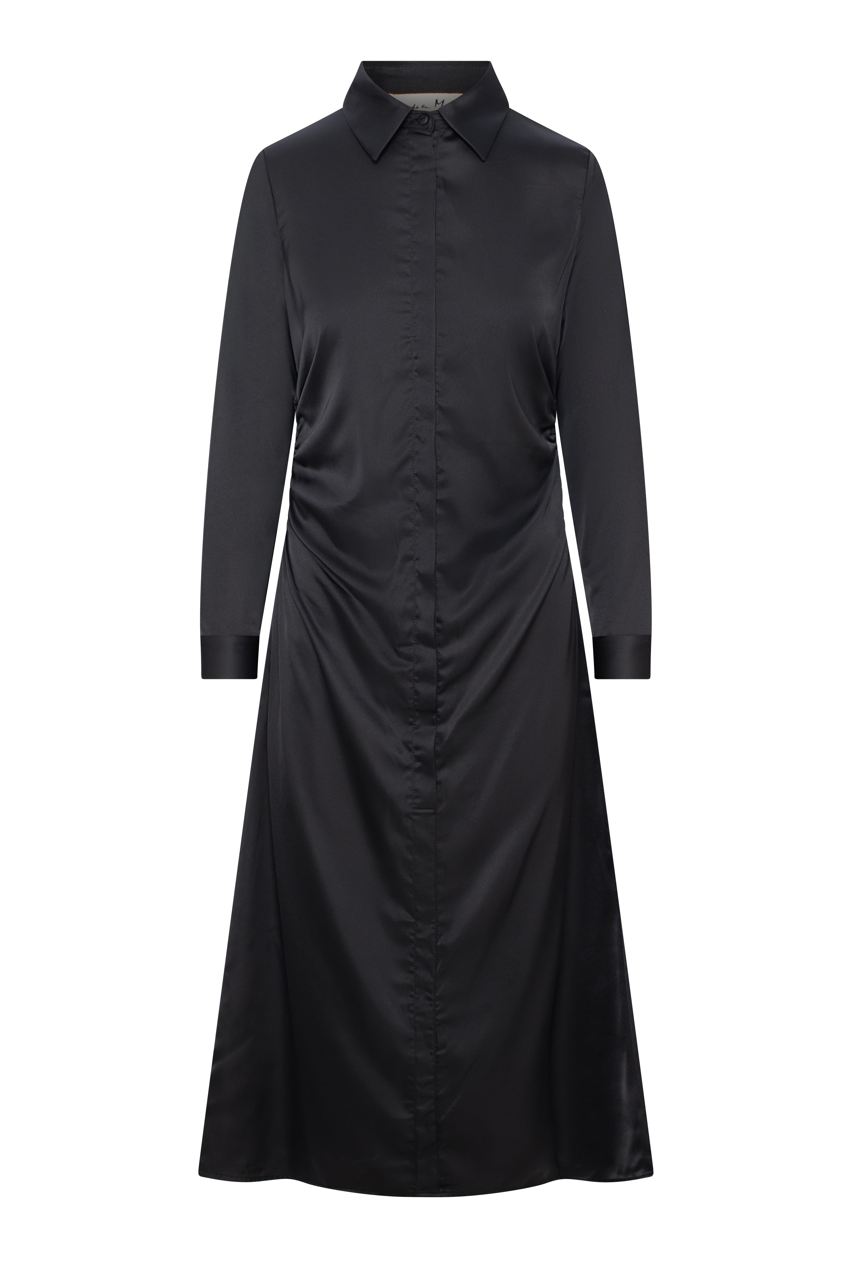 Satin Side Gathered Shirt Dress in by Coco de la Mour