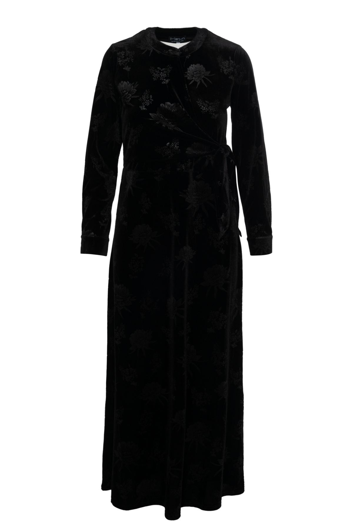 Velour Maxi Dress in Black by Marjun