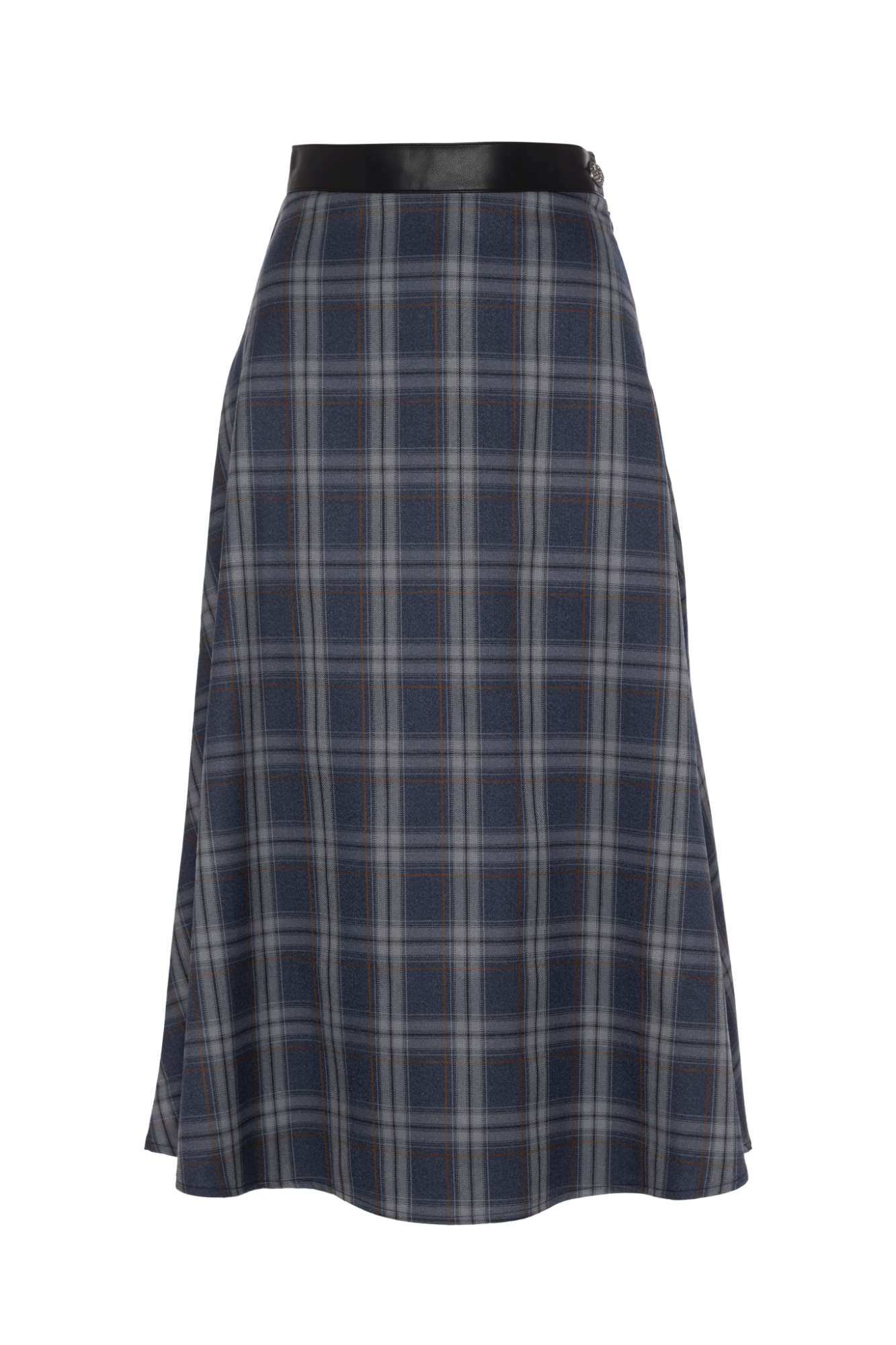Plaid Midi Skirt in Steel Blue by Faves