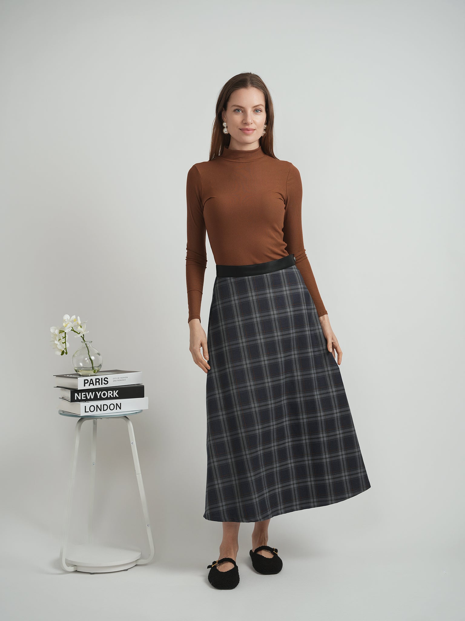 Plaid Midi Skirt in by Faves
