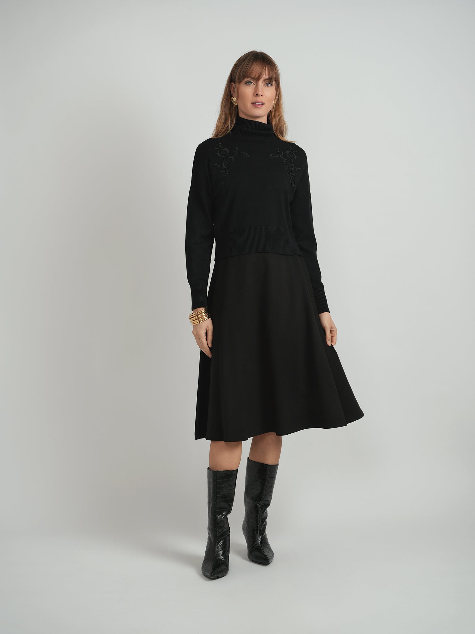 Mock Neck Applique Sweater in by Versatile