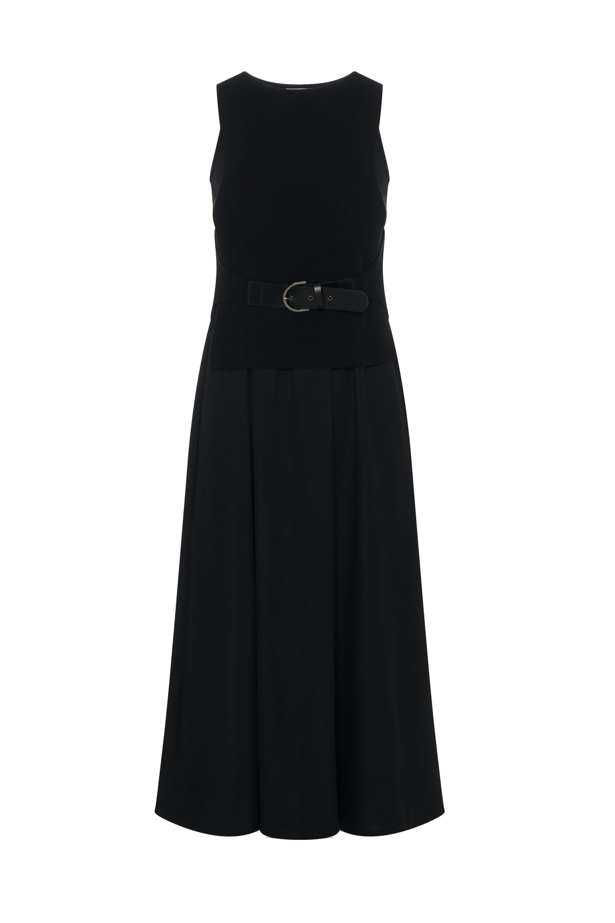 Belted Vest Crepe Jumper Combo in Jet Black by E.U.X. Exclusive