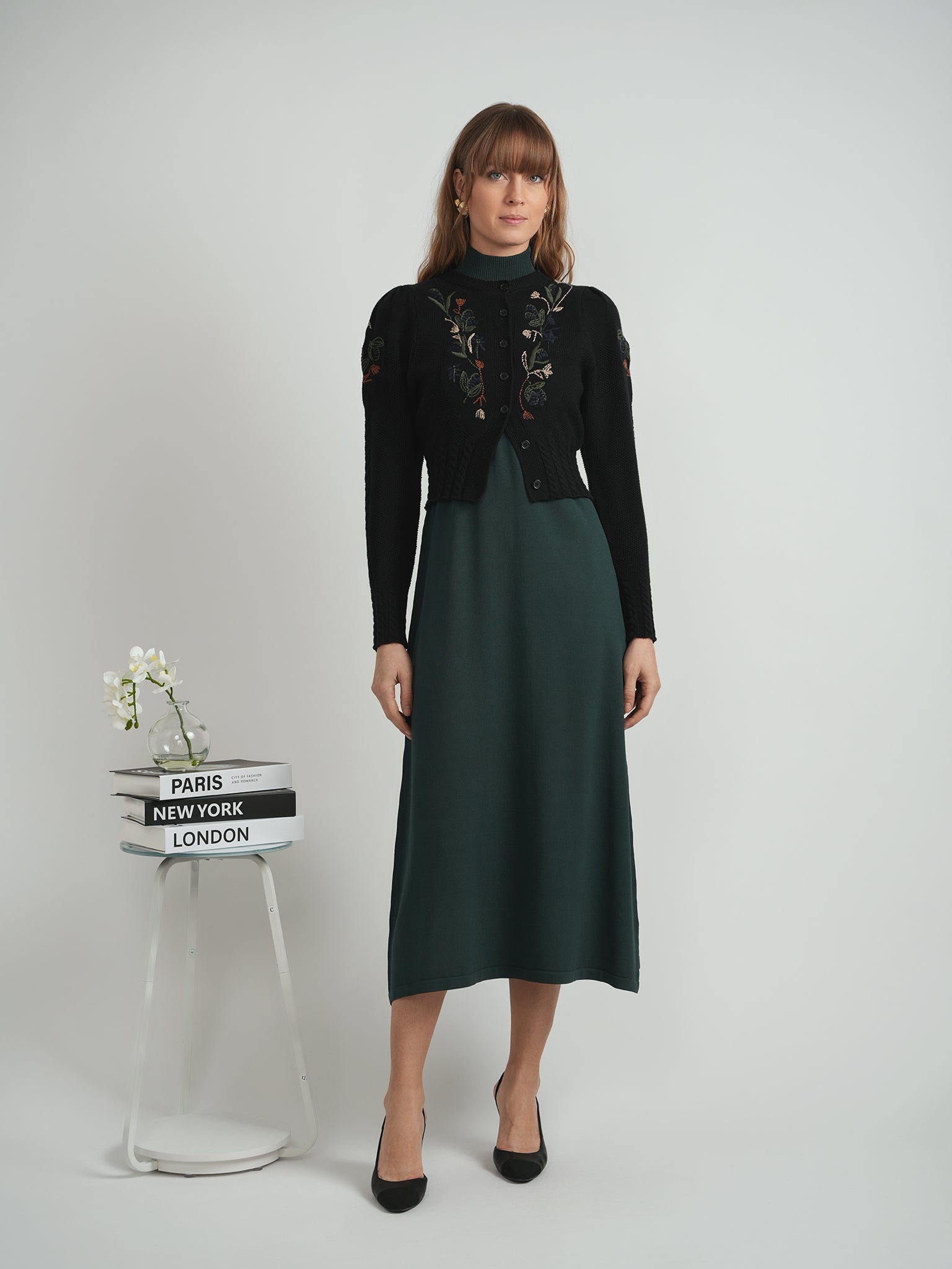 Embroidered Textured Knit Cardigan in by Birt UK