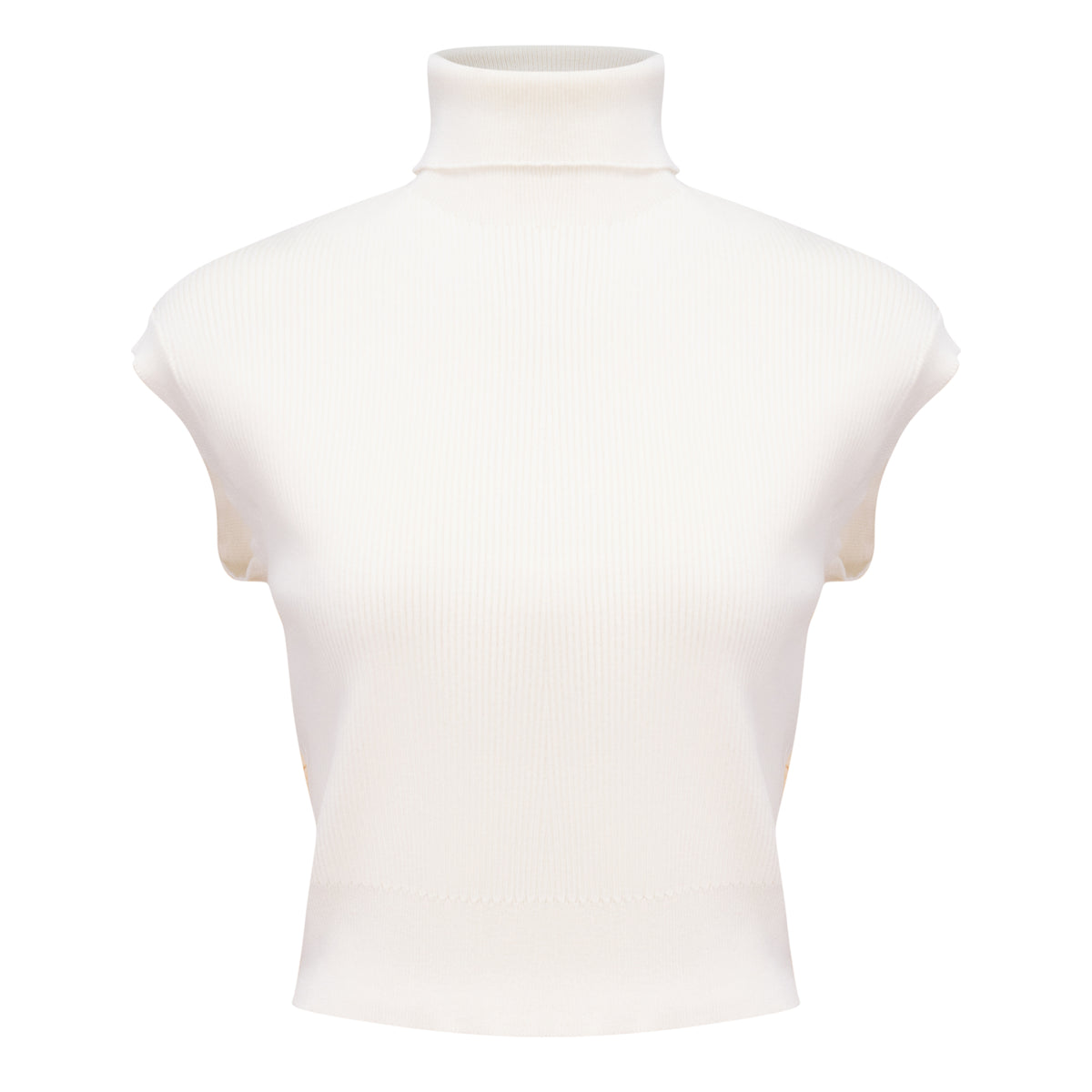 Turtle Neck Ribbed Knit Vest in Cream by QEW