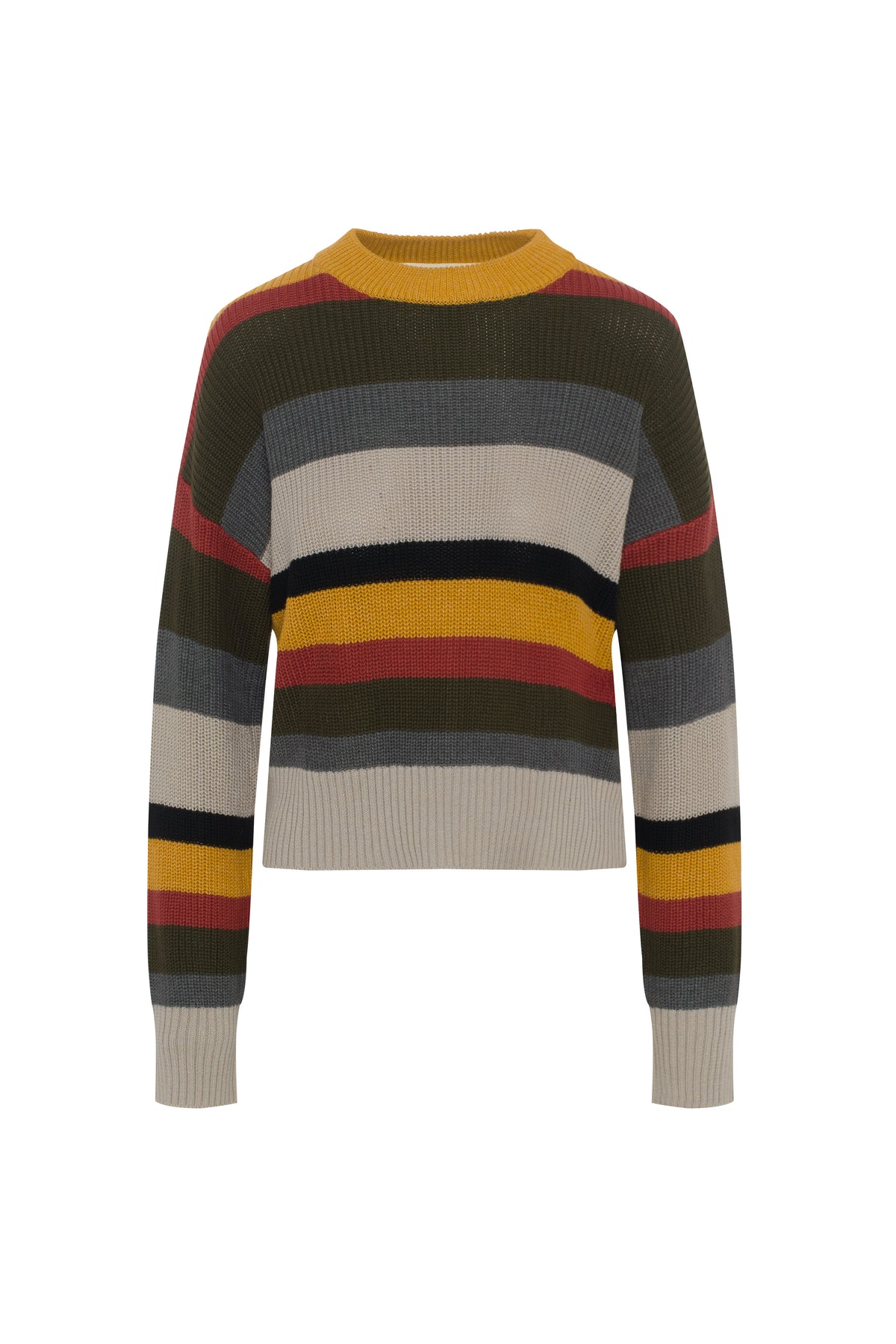 Cropped Drop Shoulder Sweater in Dark Olive Oatmeal by Hashtag