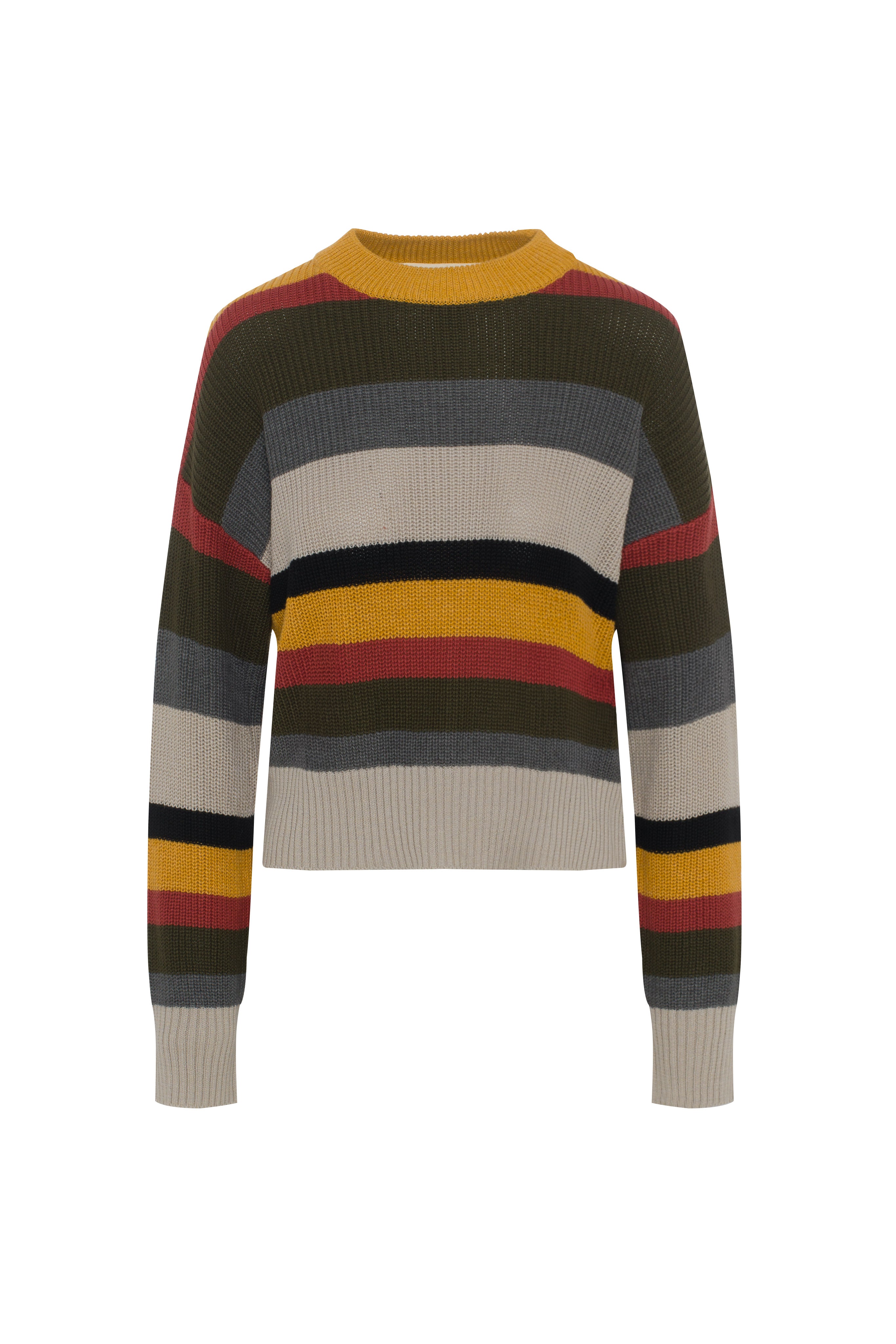 Cropped Drop Shoulder Sweater in Dark Olive Oatmeal by Hashtag