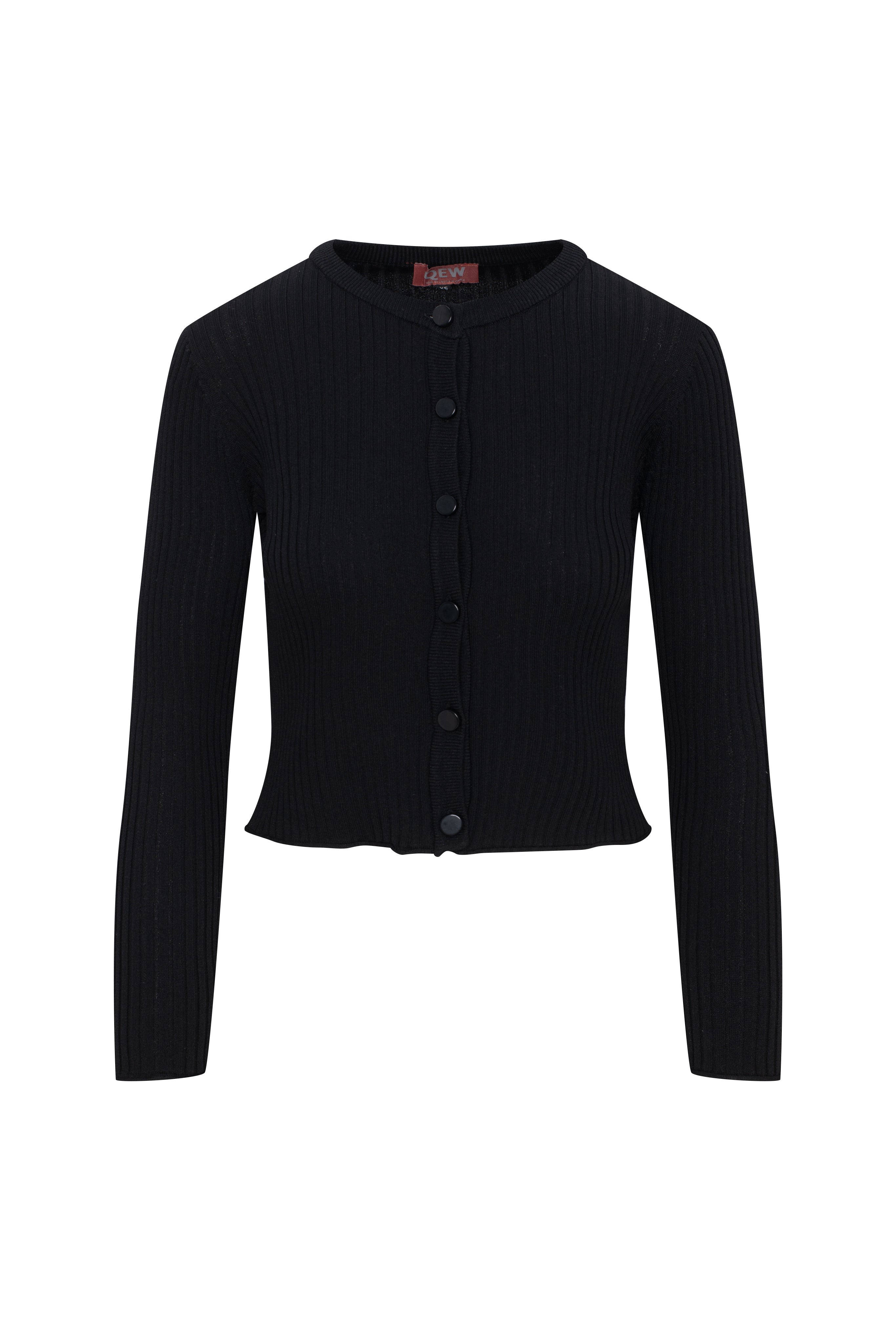 Wide Rib Cropped Knit Cardigan in by QEW