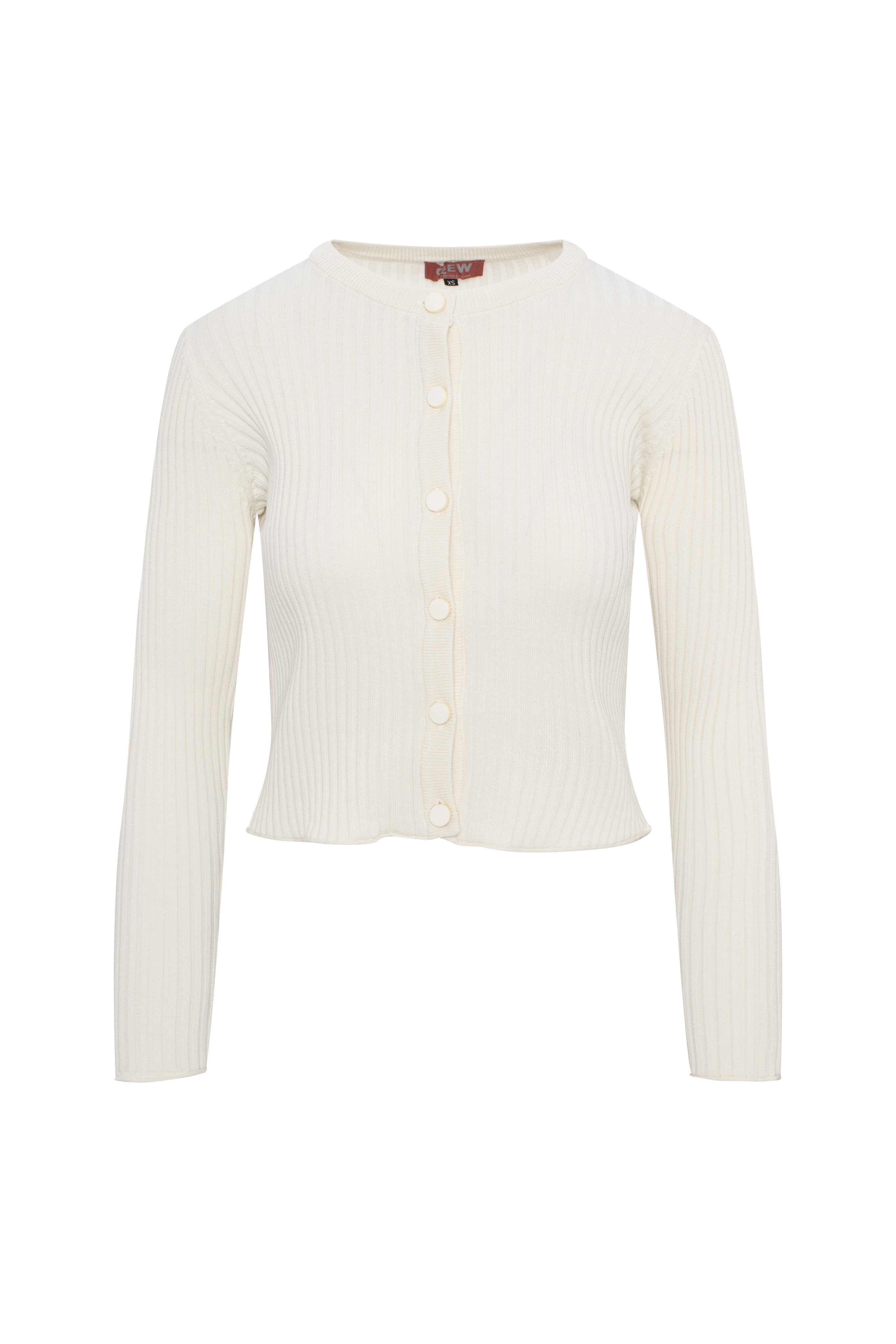 Wide Rib Cropped Knit Cardigan in Cream by QEW