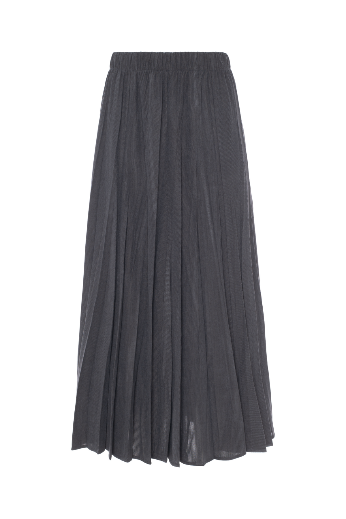 Midi Corduroy Burst Pleated Skirt in Charcoal by Mademoiselle