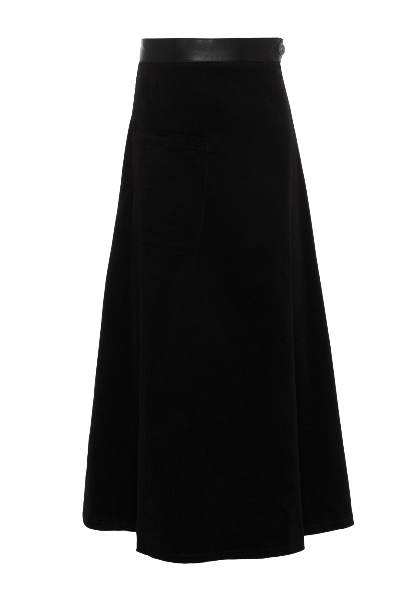 Corduroy Midi Skirt in Black by Faves
