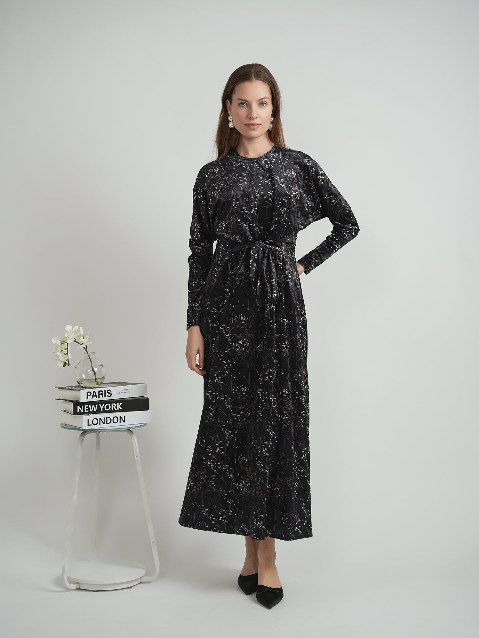 Printed Velour Maxi Jumper Set in by Vivid