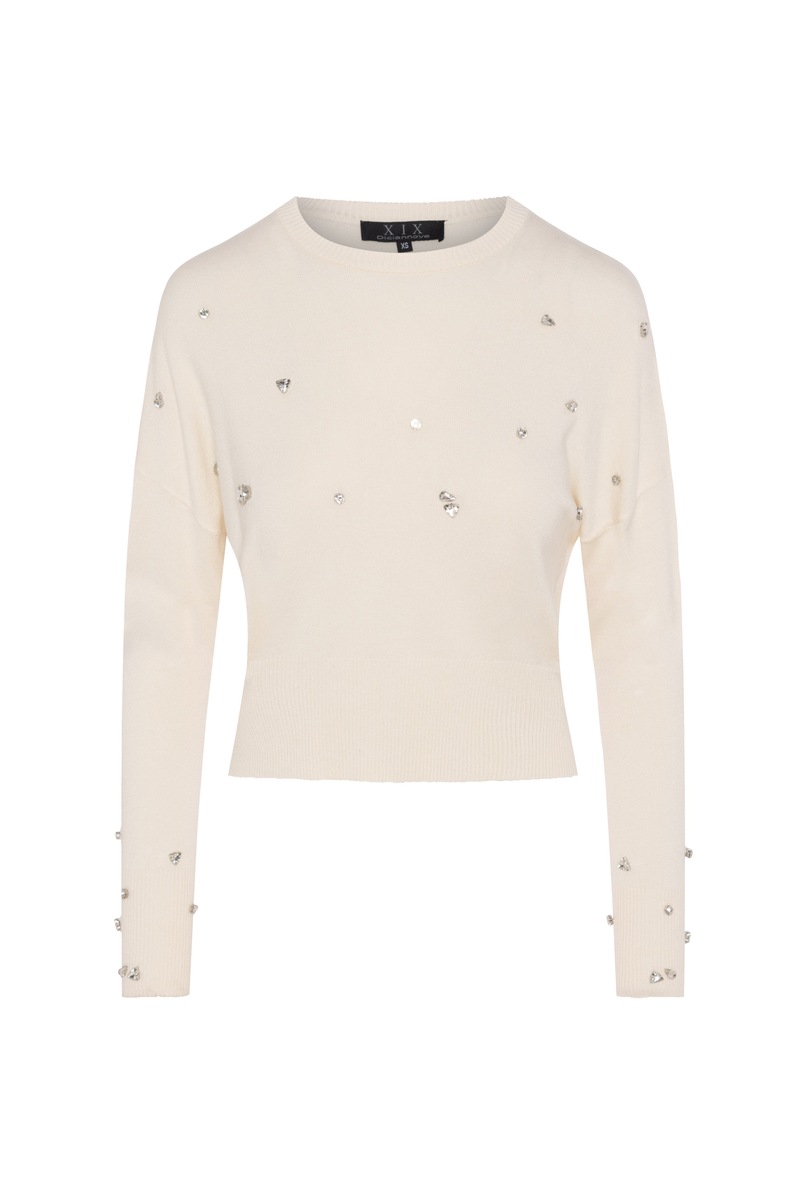 Diamond Sparkled Sweater in Cream by Diciannove