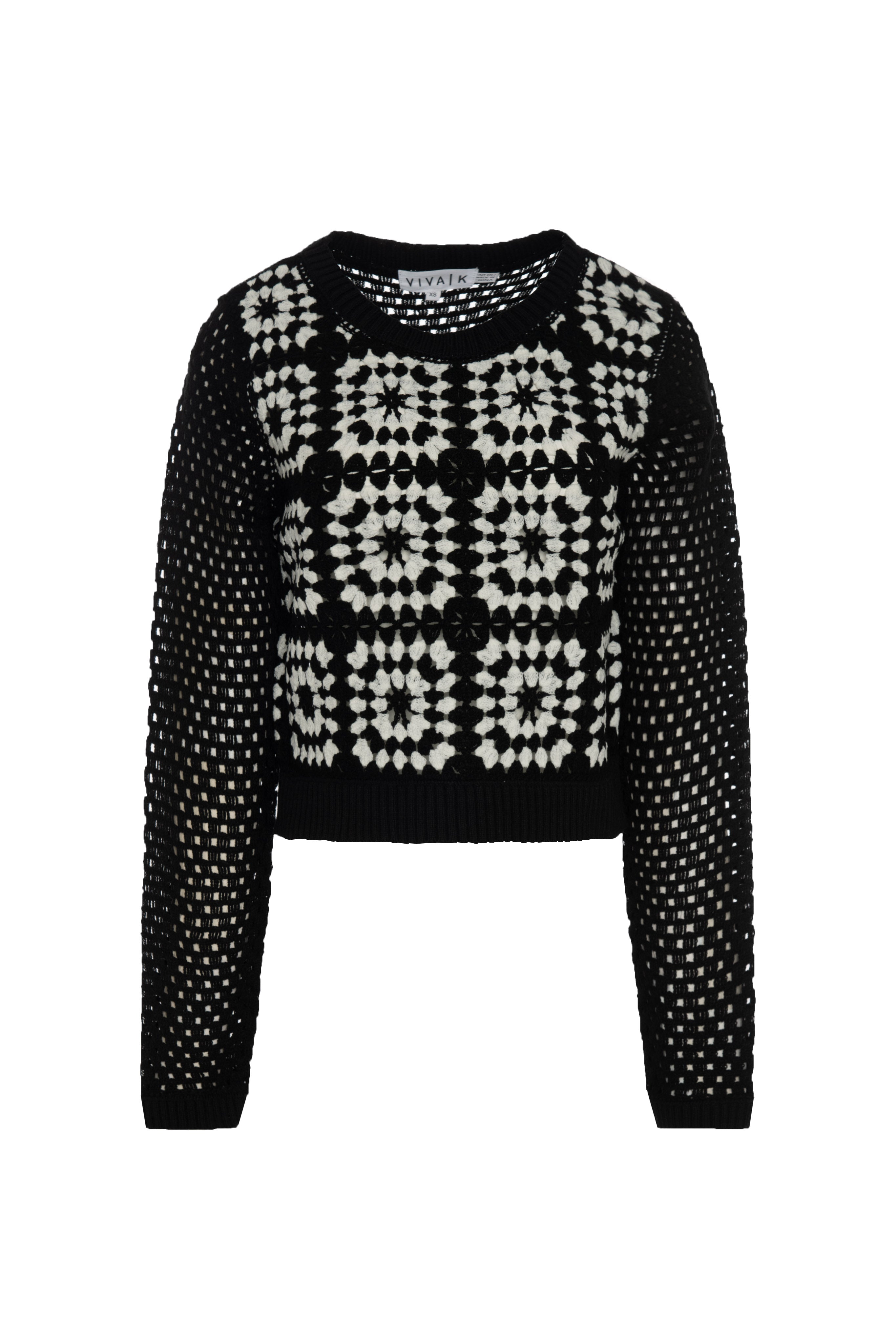 Crochet Design Top in Black Cream by Viva K