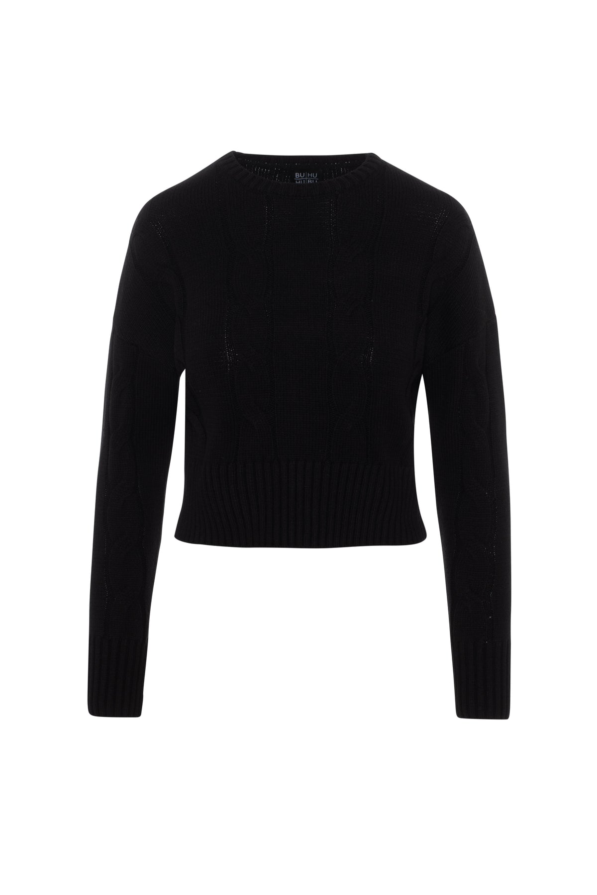 Cable Sweater in Black by BuHu