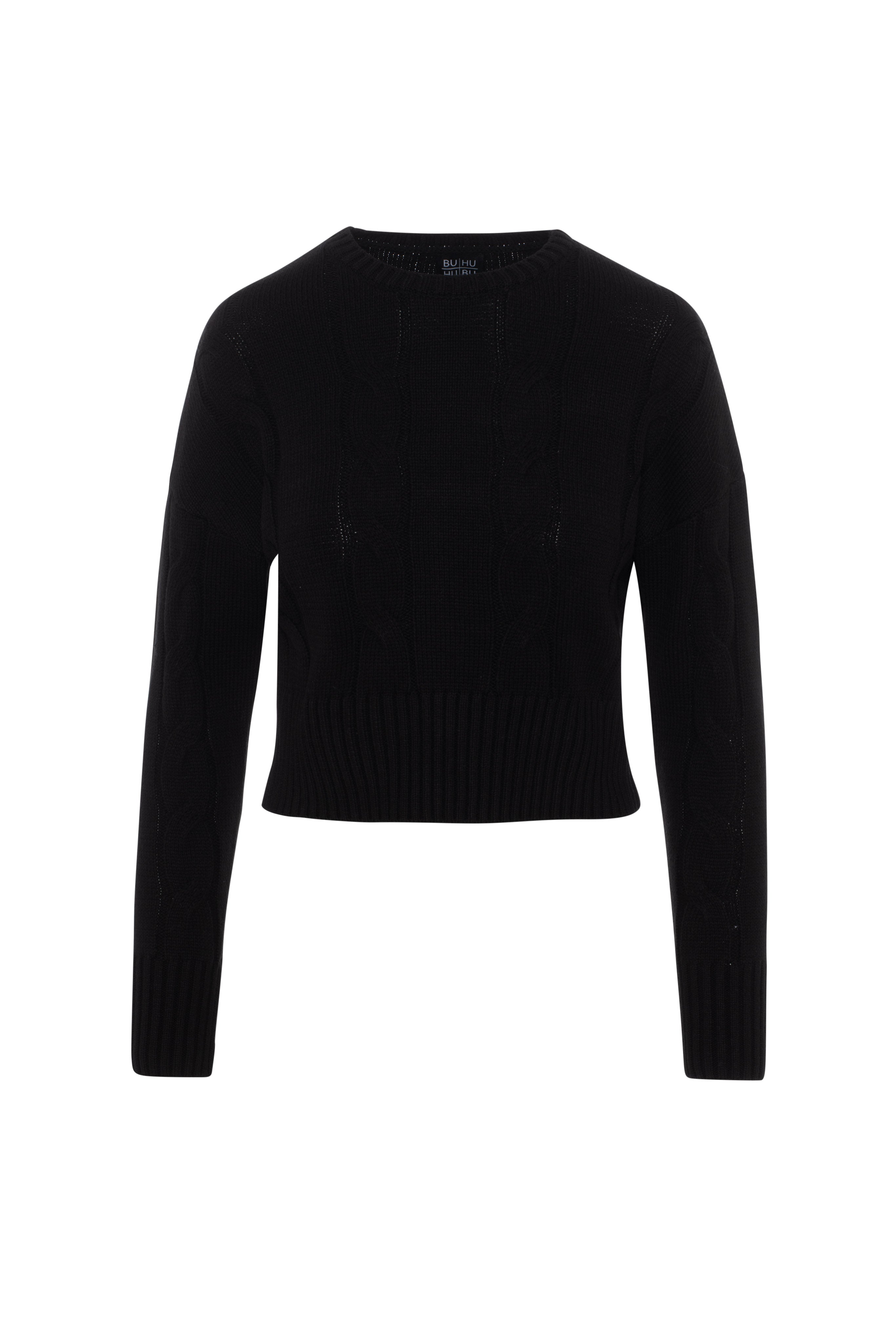 Cable Sweater in Black by BuHu