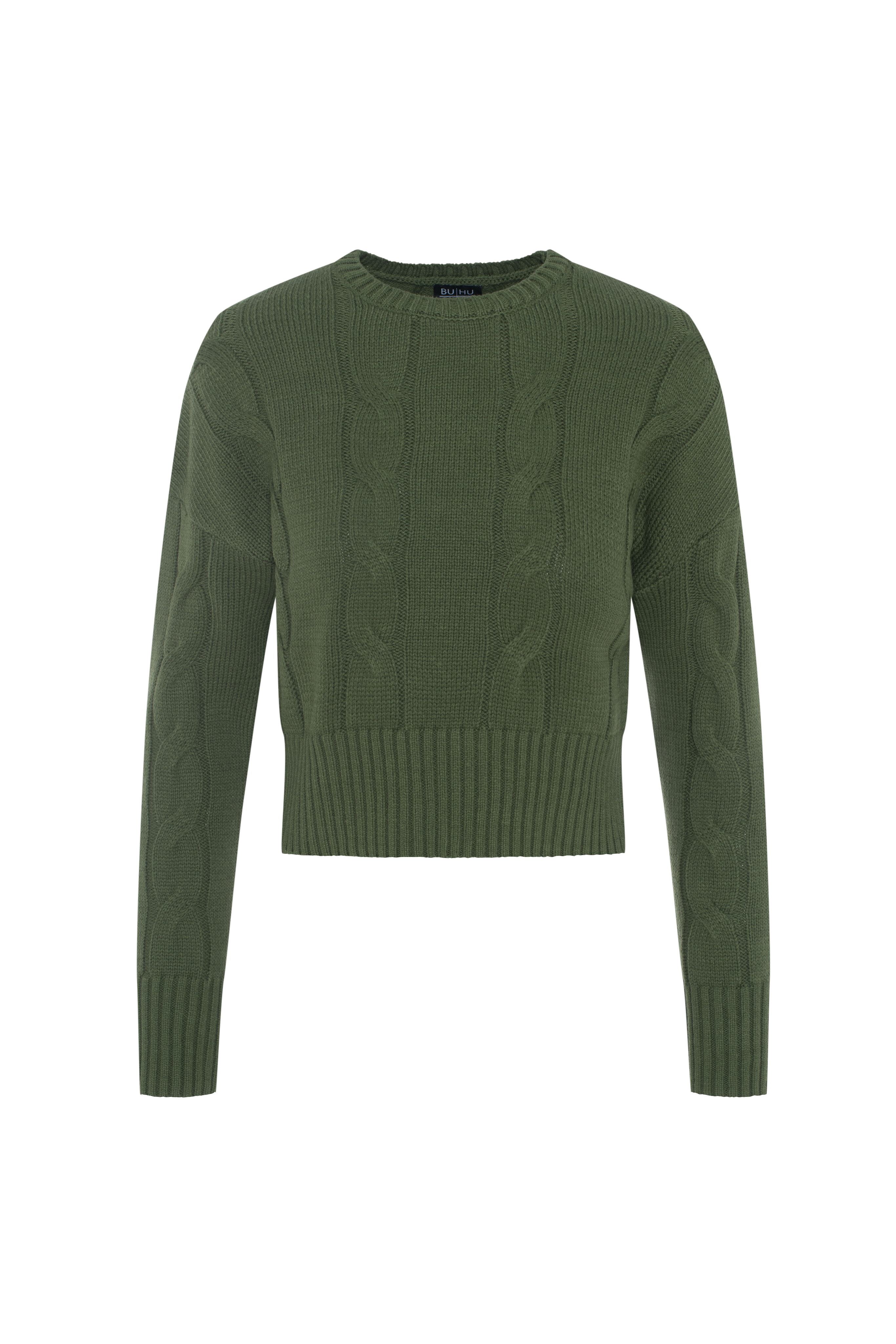 Cable Sweater in Dark Olive by BuHu