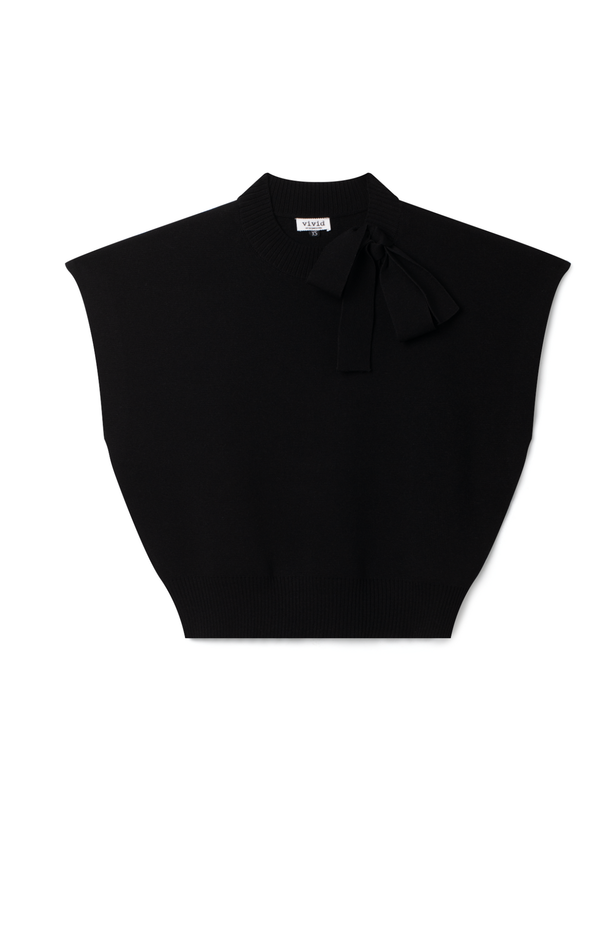 Knit Mock Neck Tie Vest in Black by Vivid
