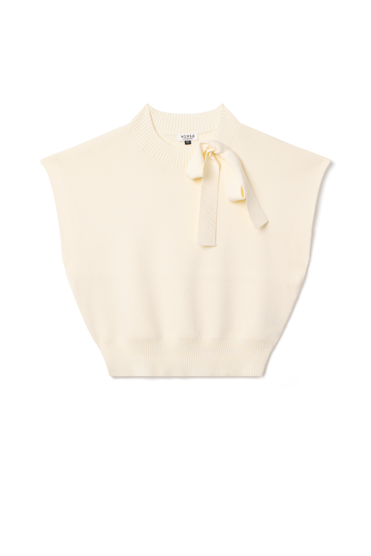 Knit Mock Neck Tie Vest in Cream by Vivid