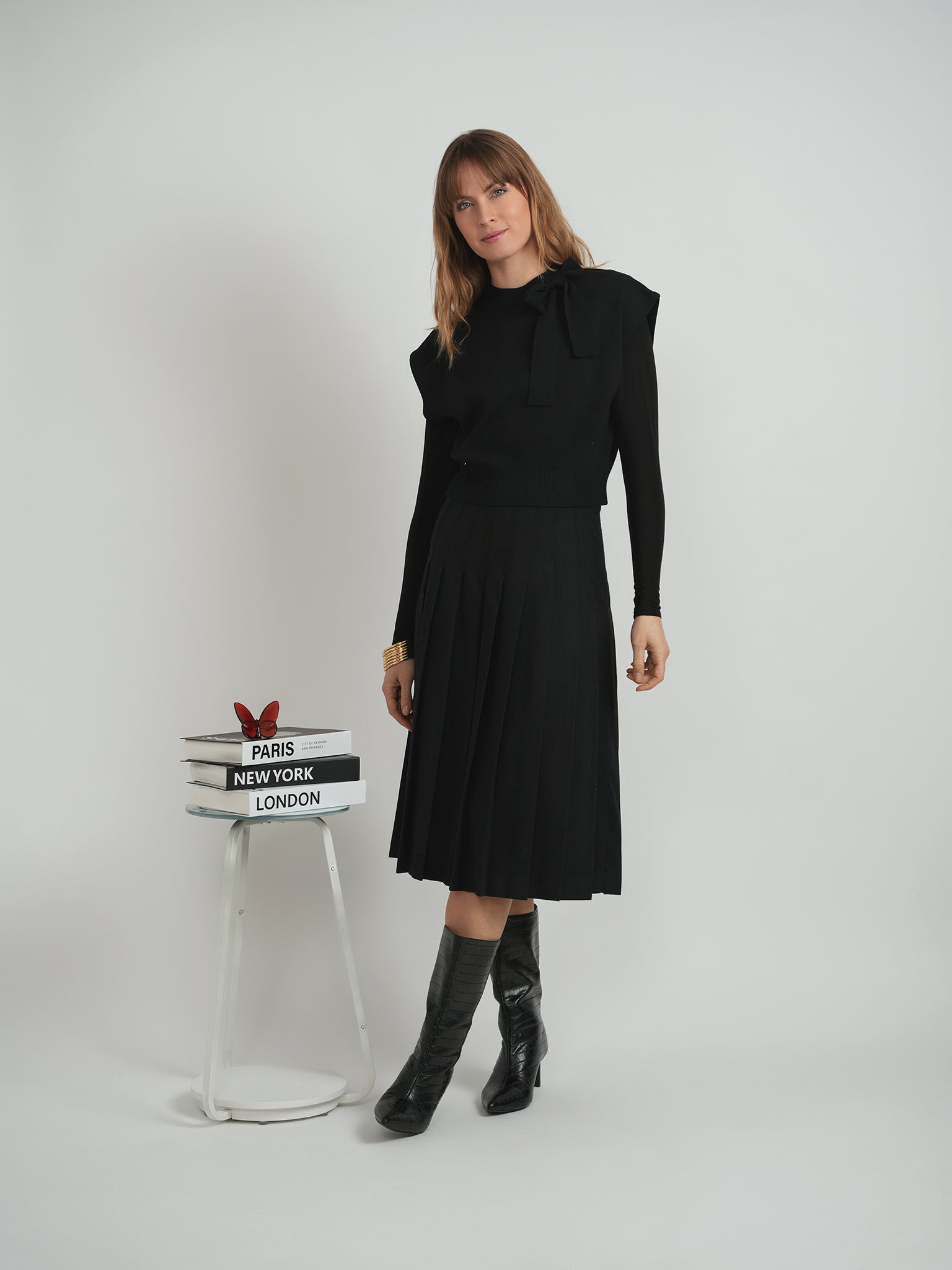 Knit Mock Neck Tie Vest in by Vivid