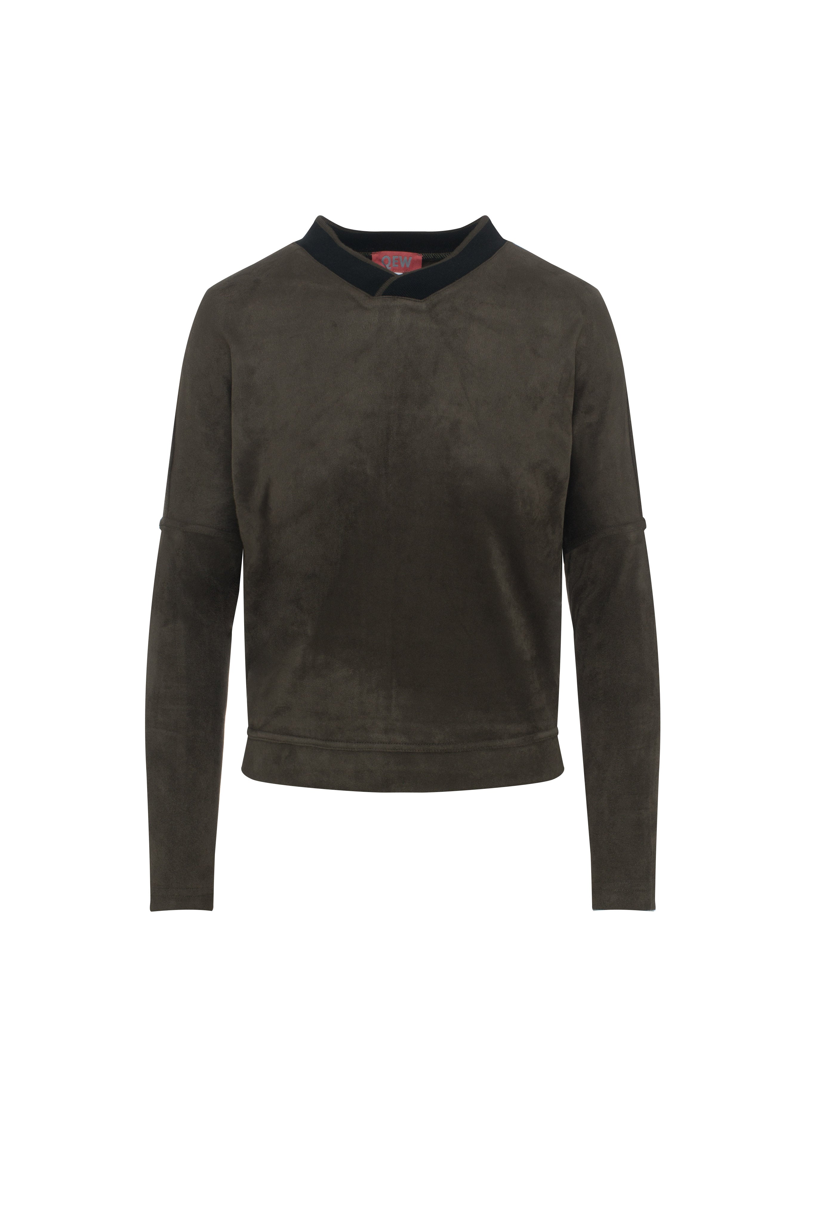 Suede Dolman Sweatshirt in Dark Olive by QEW