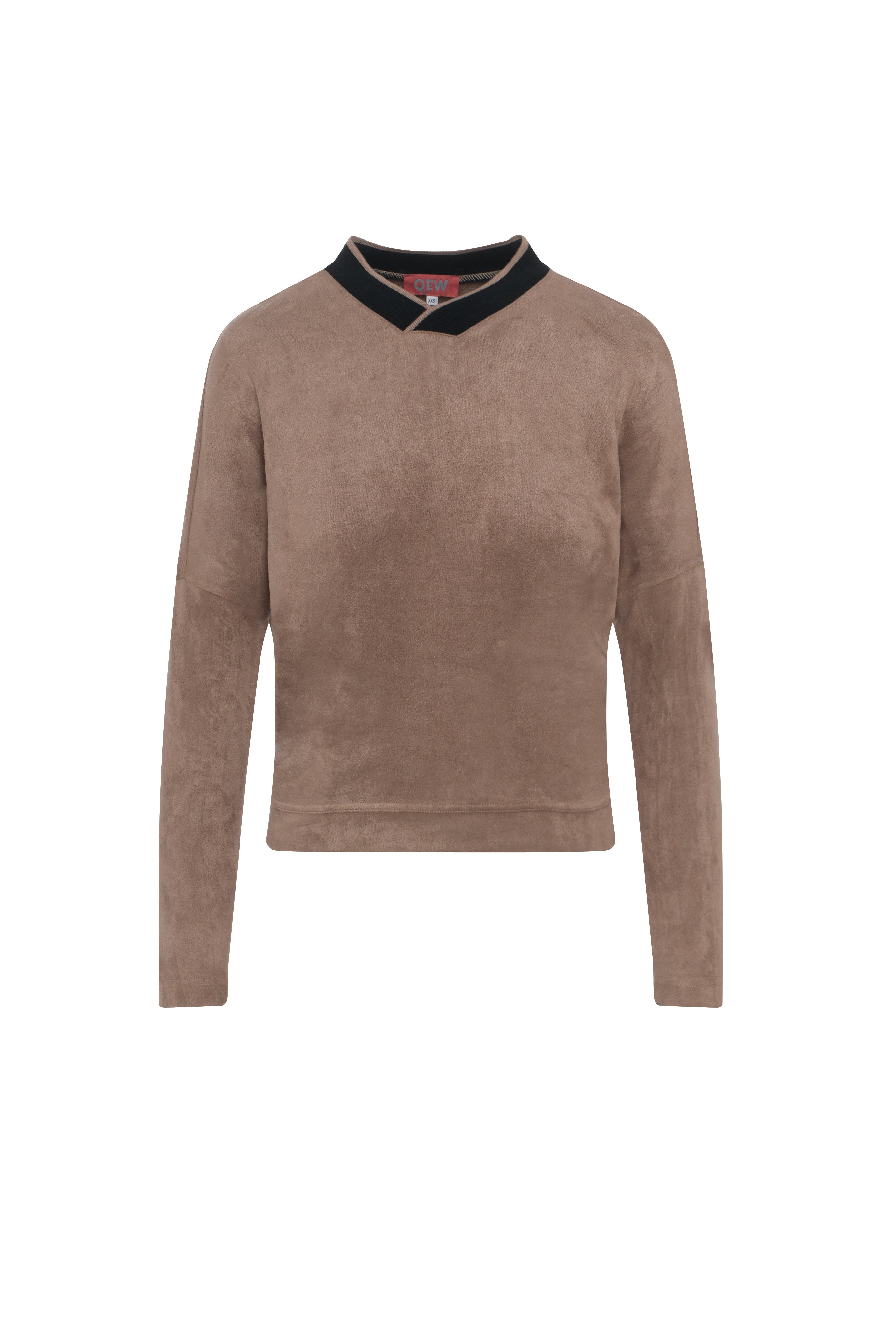 Suede Dolman Sweatshirt in Mocha by QEW