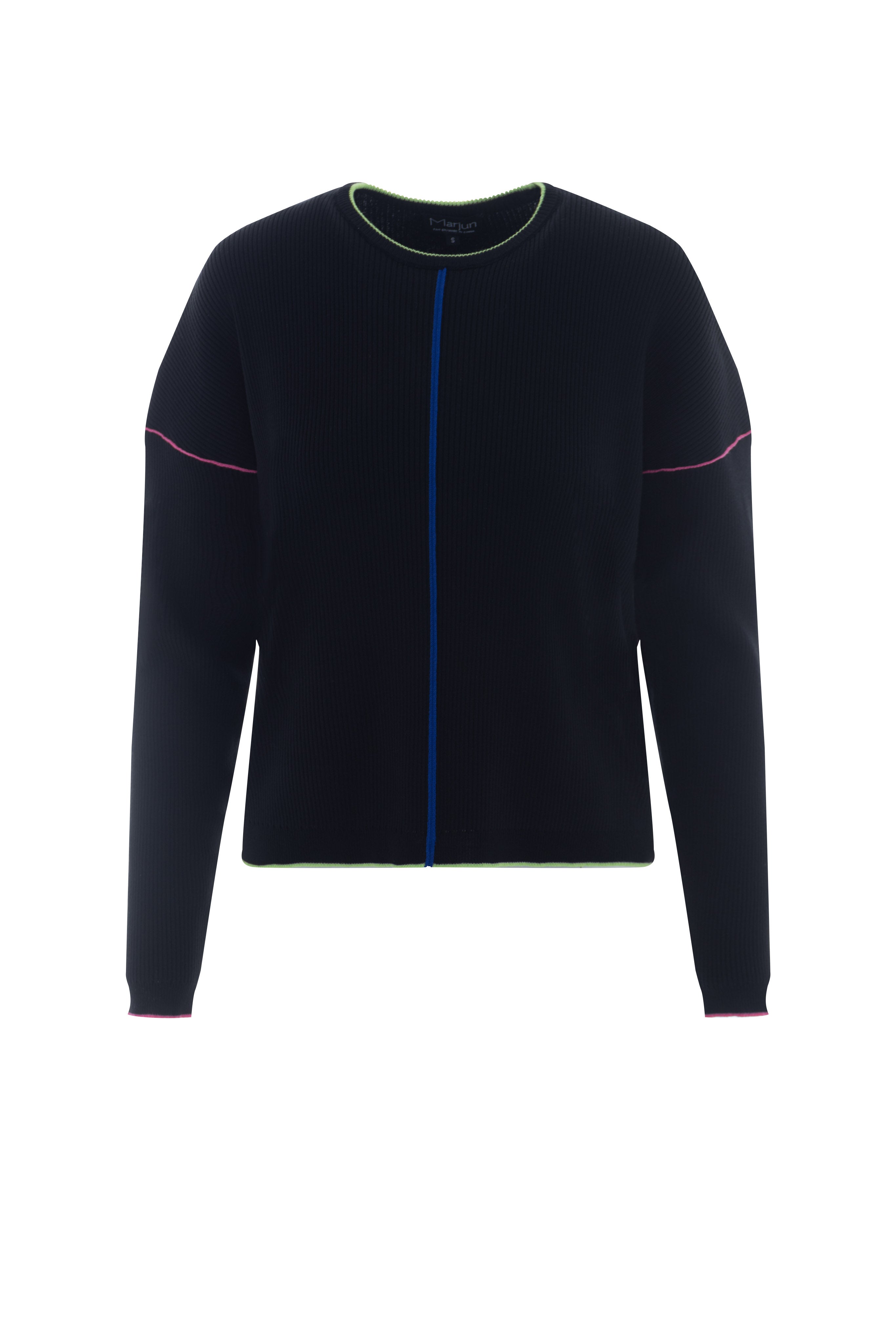 Contrast Stitch Sweater in Black by Marjun
