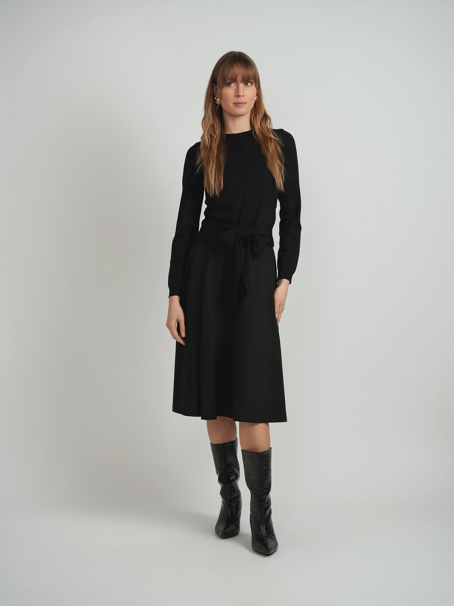 Crew Neck Tie Sweater in by Vivid