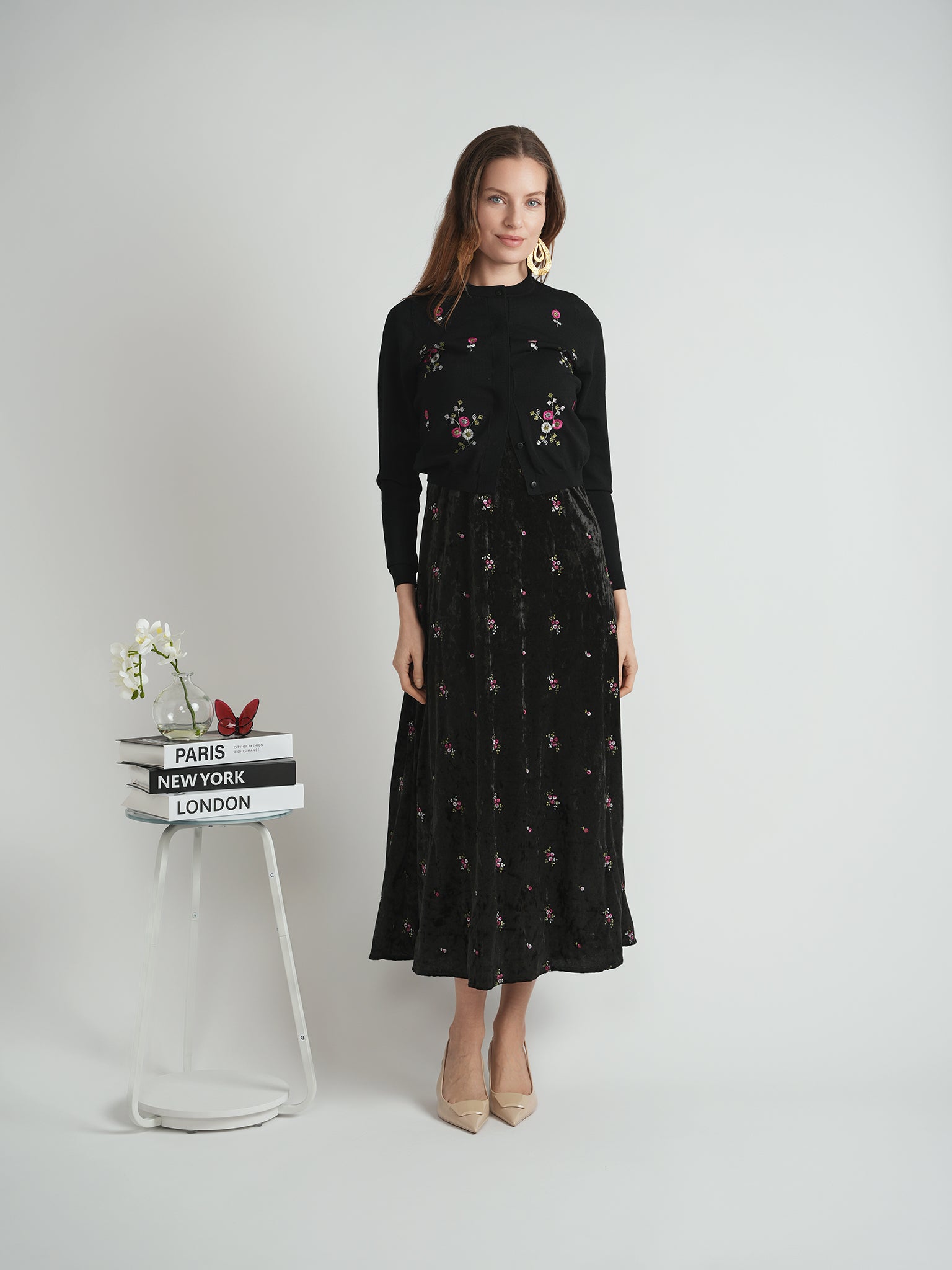Embroidery Velour Maxi Jumper in by The Norway Club