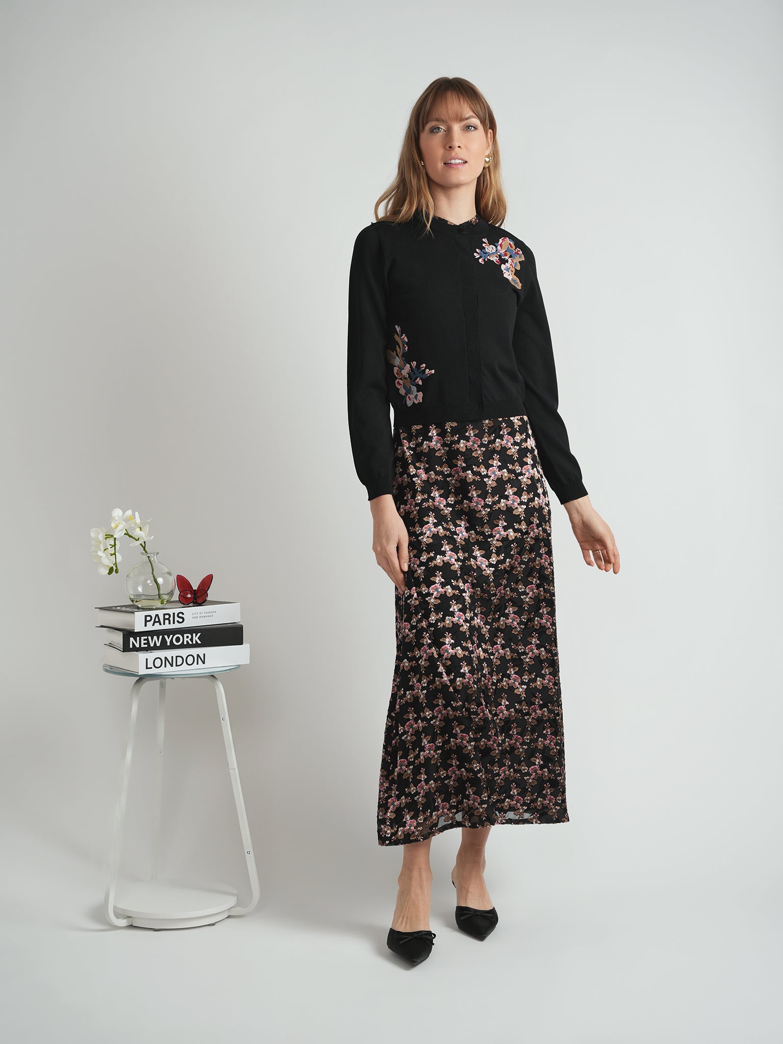Floral Burnout Mesh Maxi Jumper