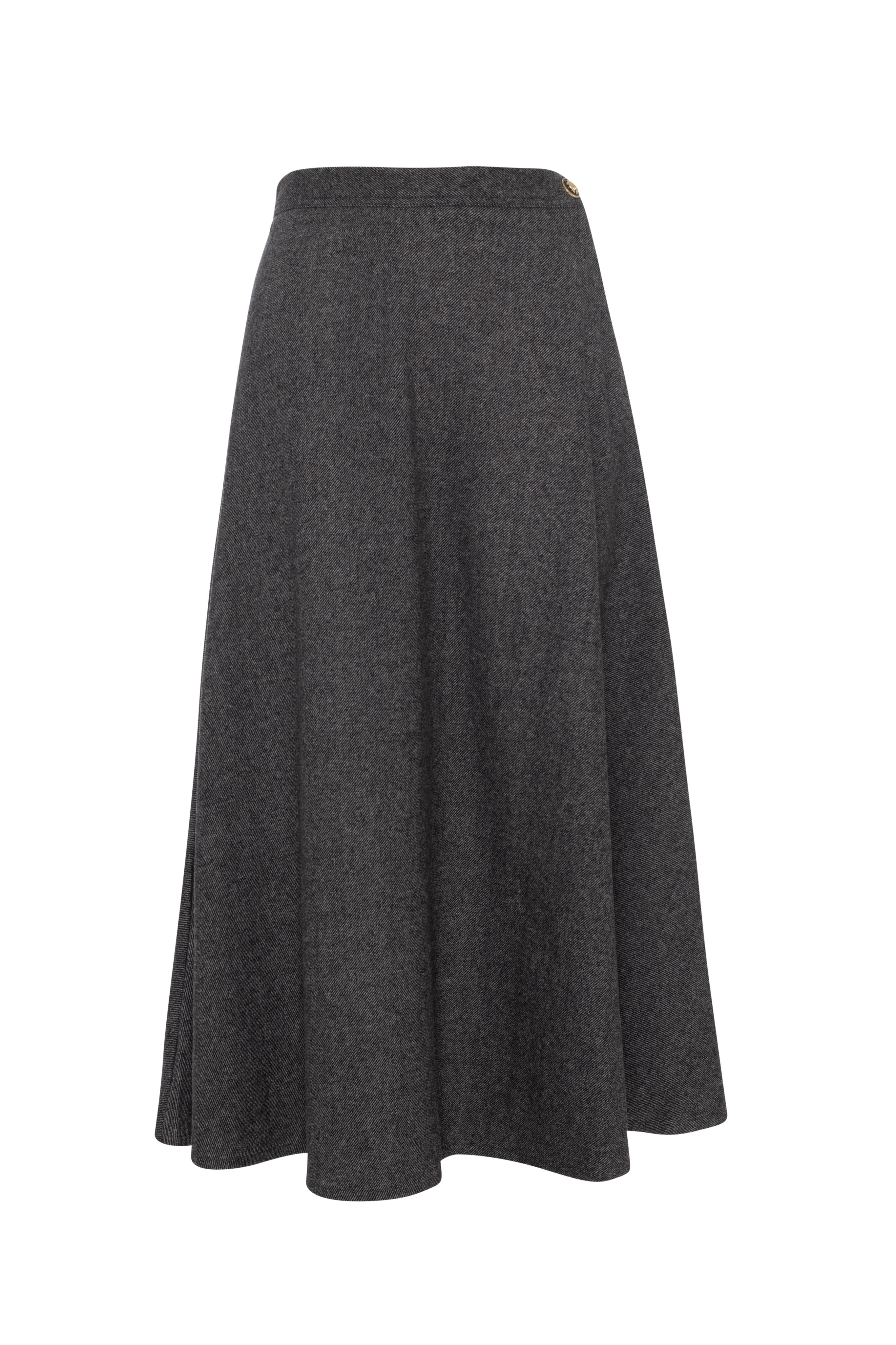 Wool Button Side Midi Skirt in Oatmeal by Viva K