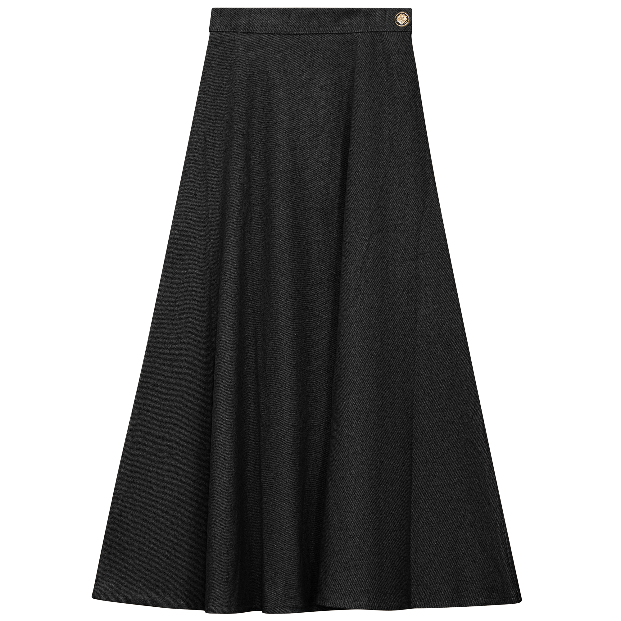 Wool Button Side Midi Skirt in Charcoal by Viva K