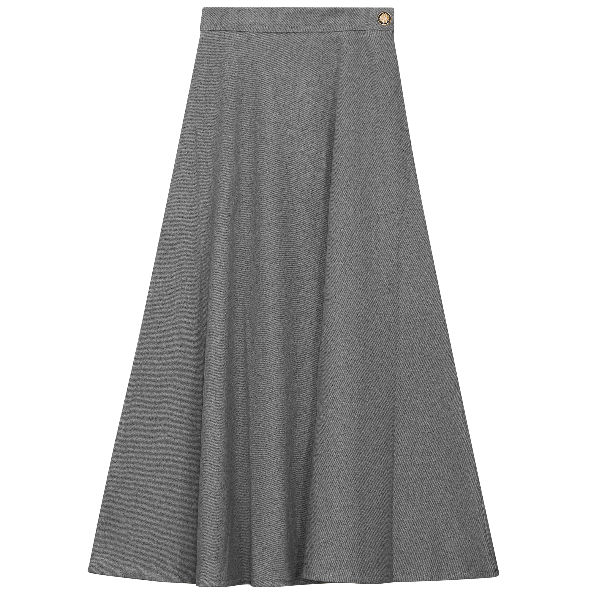 Wool Button Side Midi Skirt in Light Grey Mix by Viva K