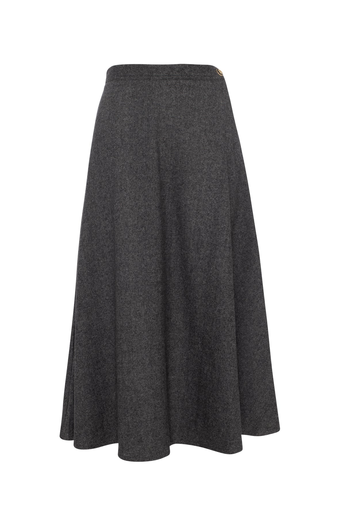 Wool Button Side Midi Skirt in Medium Grey Mix by Viva K