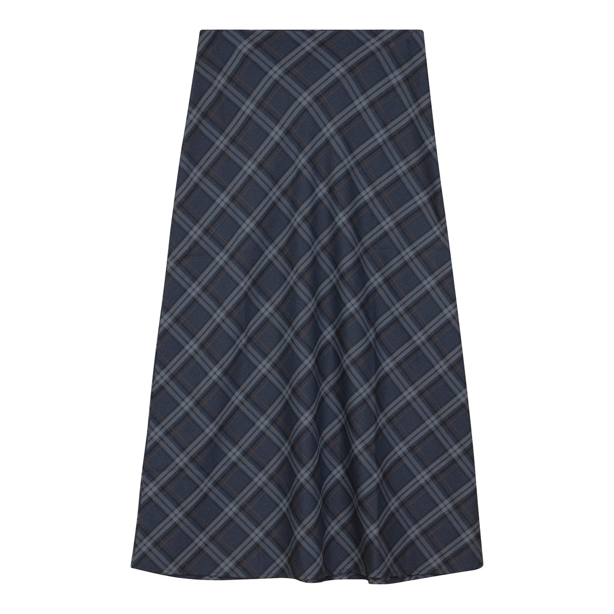 Midi Plaid Skirt in Denim by Midi