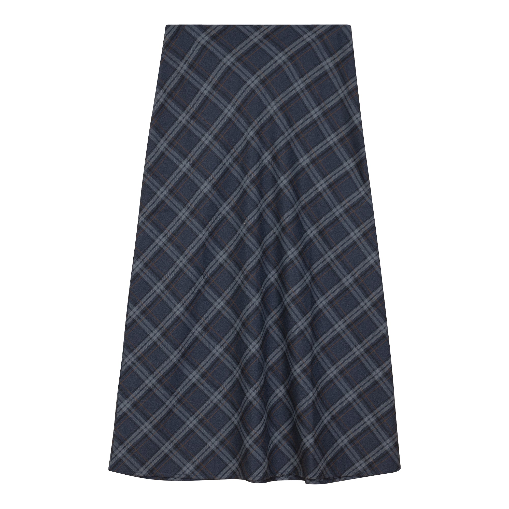 Midi Plaid Skirt in Denim by Midi