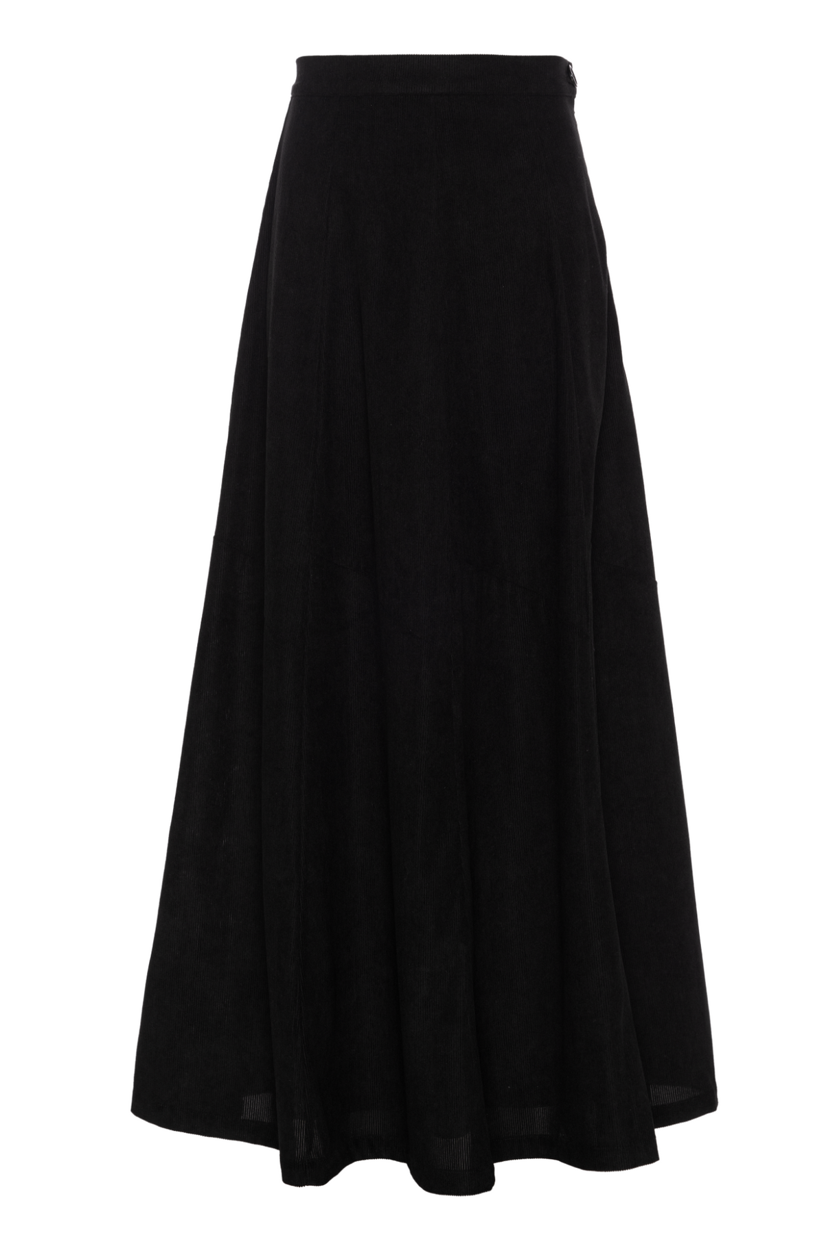 Midi Corduroy Burst Pleated Skirt in Black by Faves